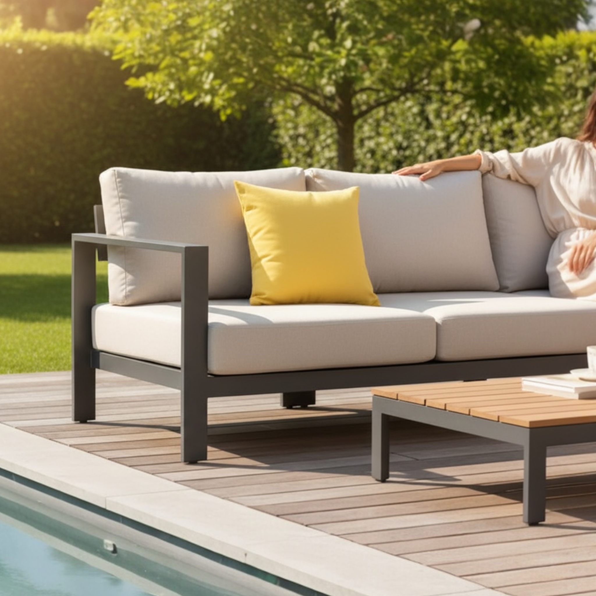 Coussin d’extérieur SUNBRELLA jaune sapin 40×40 cm