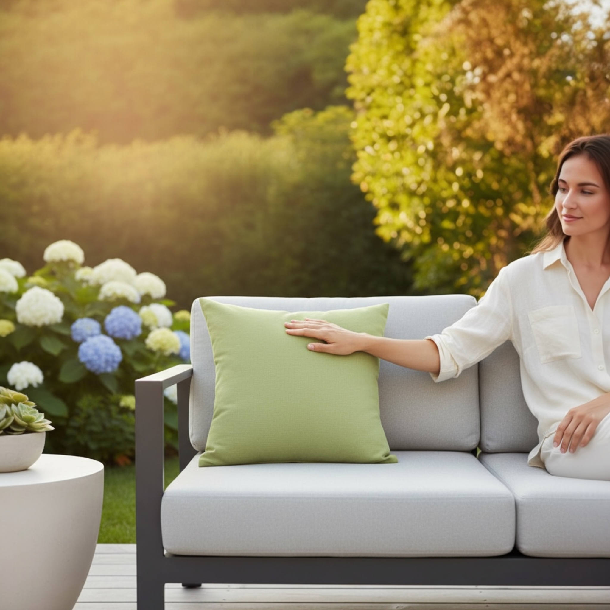 Coussin d’extérieur SUNBRELLA vert clair 40×40 cm