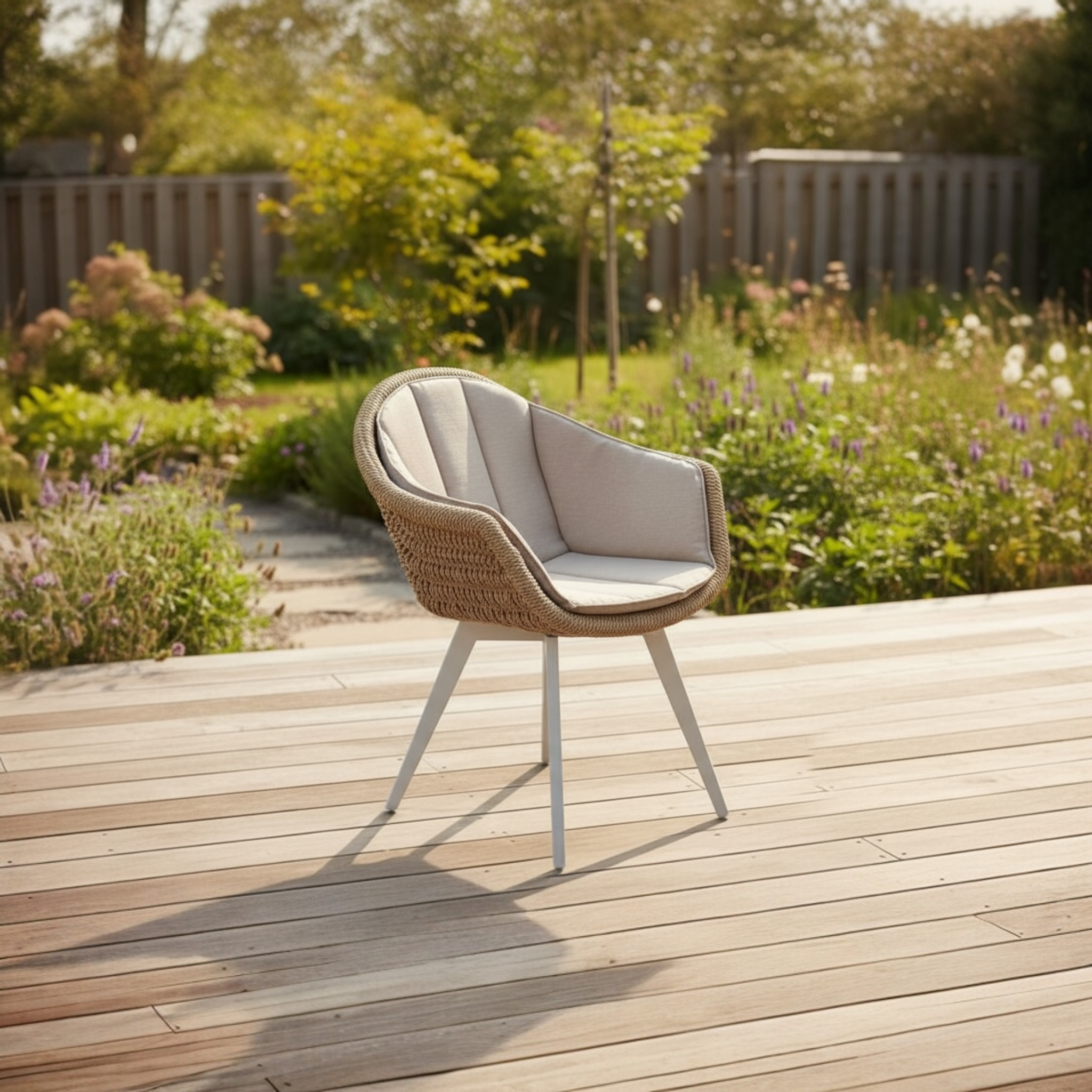 Fauteuil repas de jardin en aluminium et résine coussins AGORA (lot de 2) - MILO