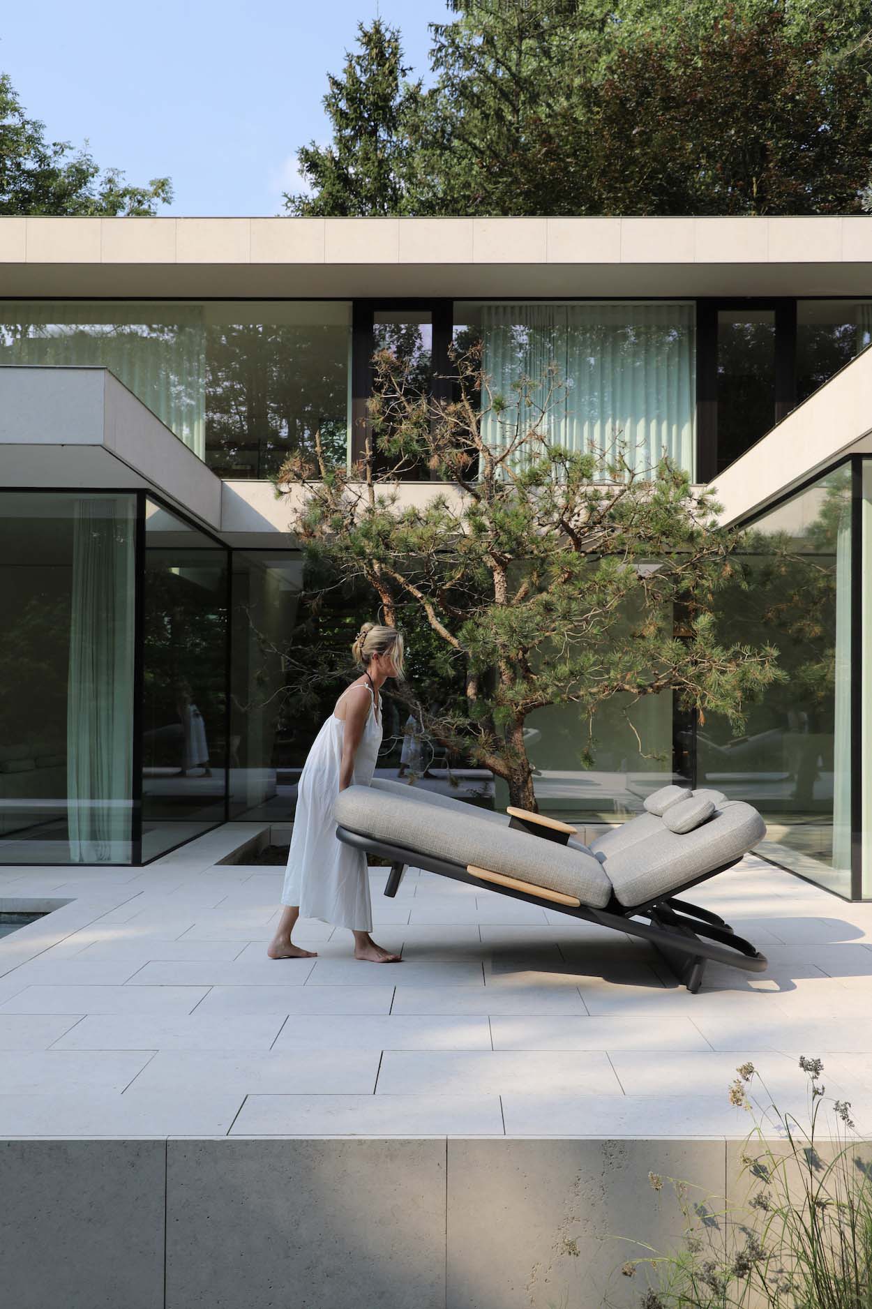 Bain de soleil double haut de gamme en aluminium - ROSA GRIS