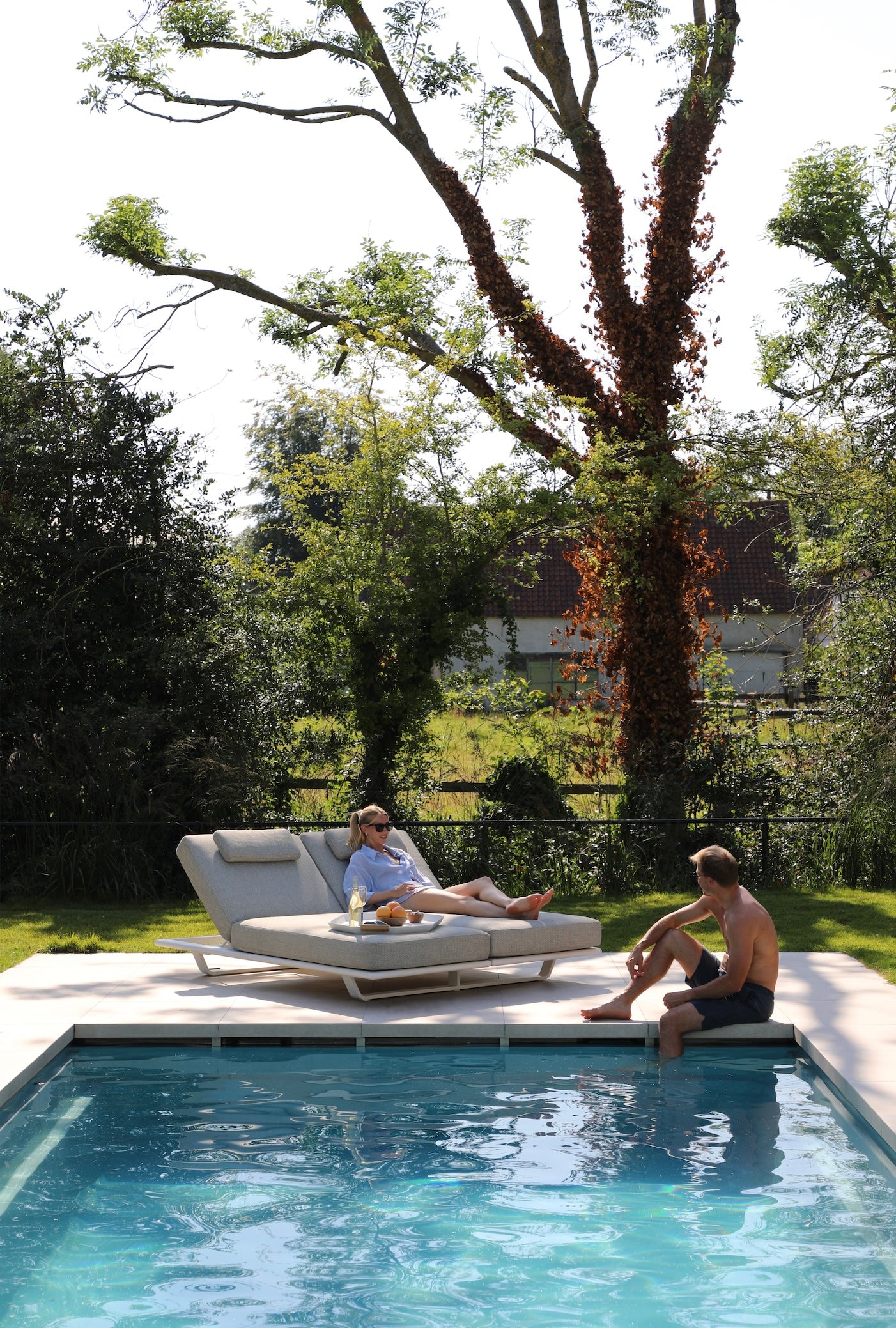 Bain de soleil double haut de gamme en aluminium - NIRI