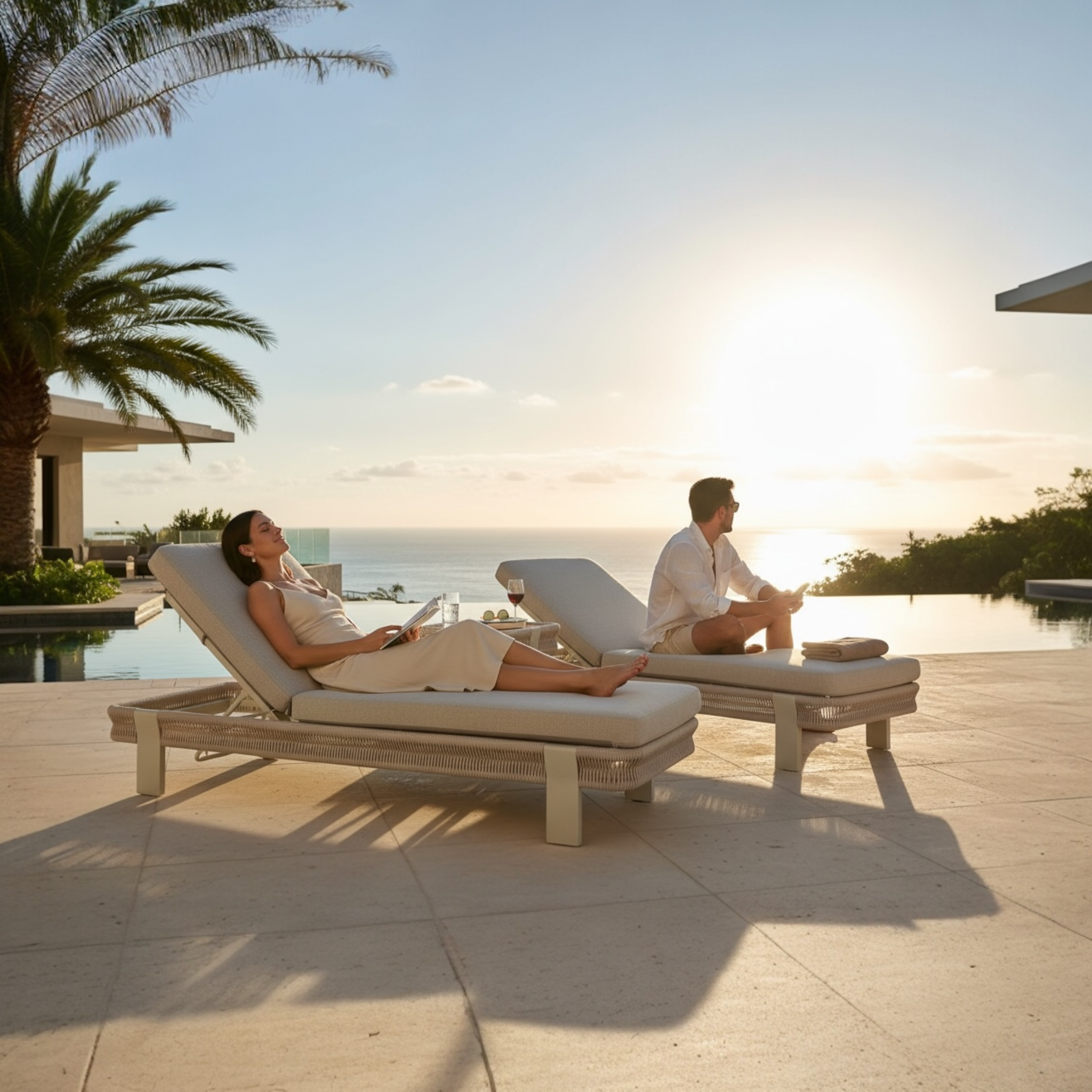 Duo de bain de soleil en aluminium et corde - OLBY