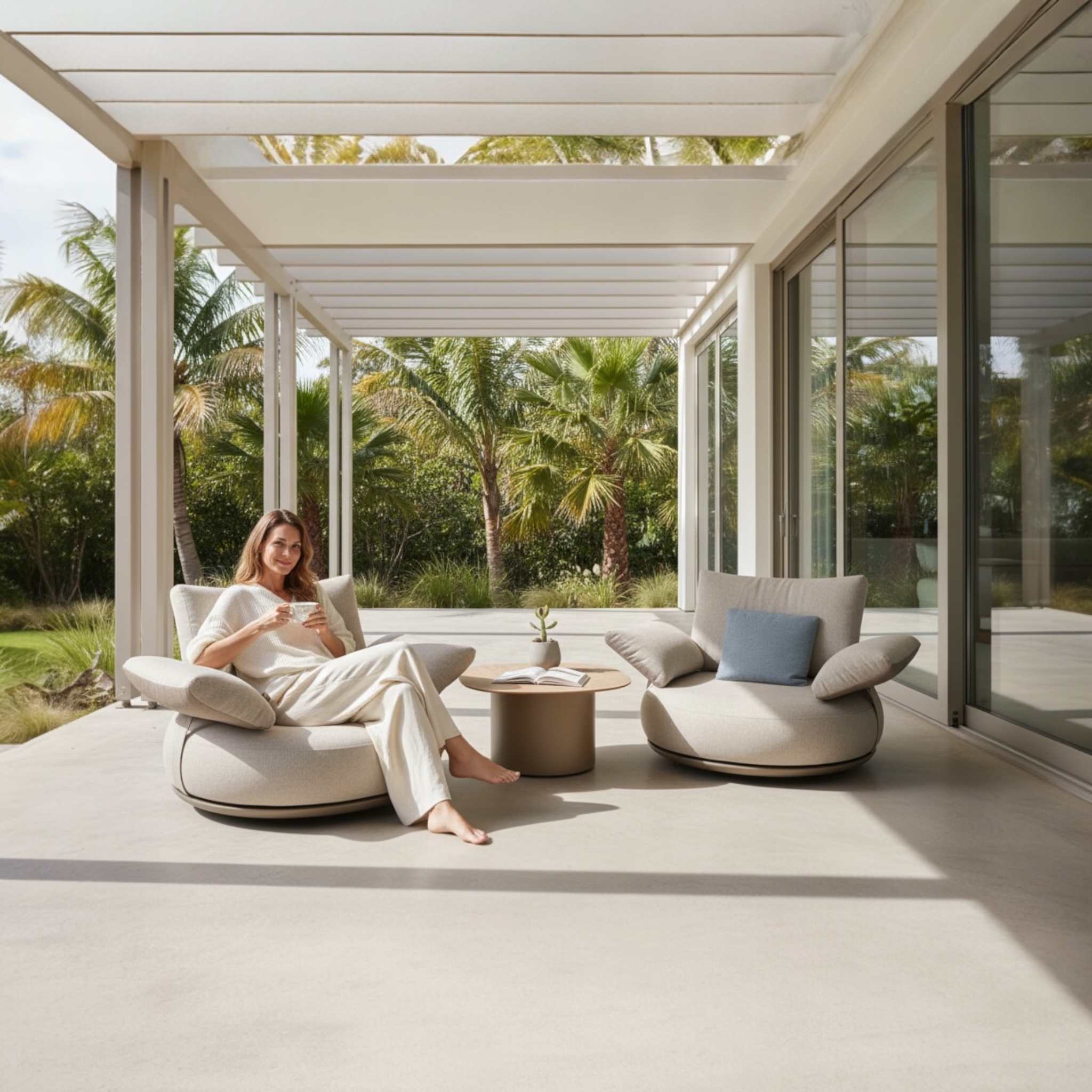 Duo de fauteuil de jardin design en aluminium - ELYO