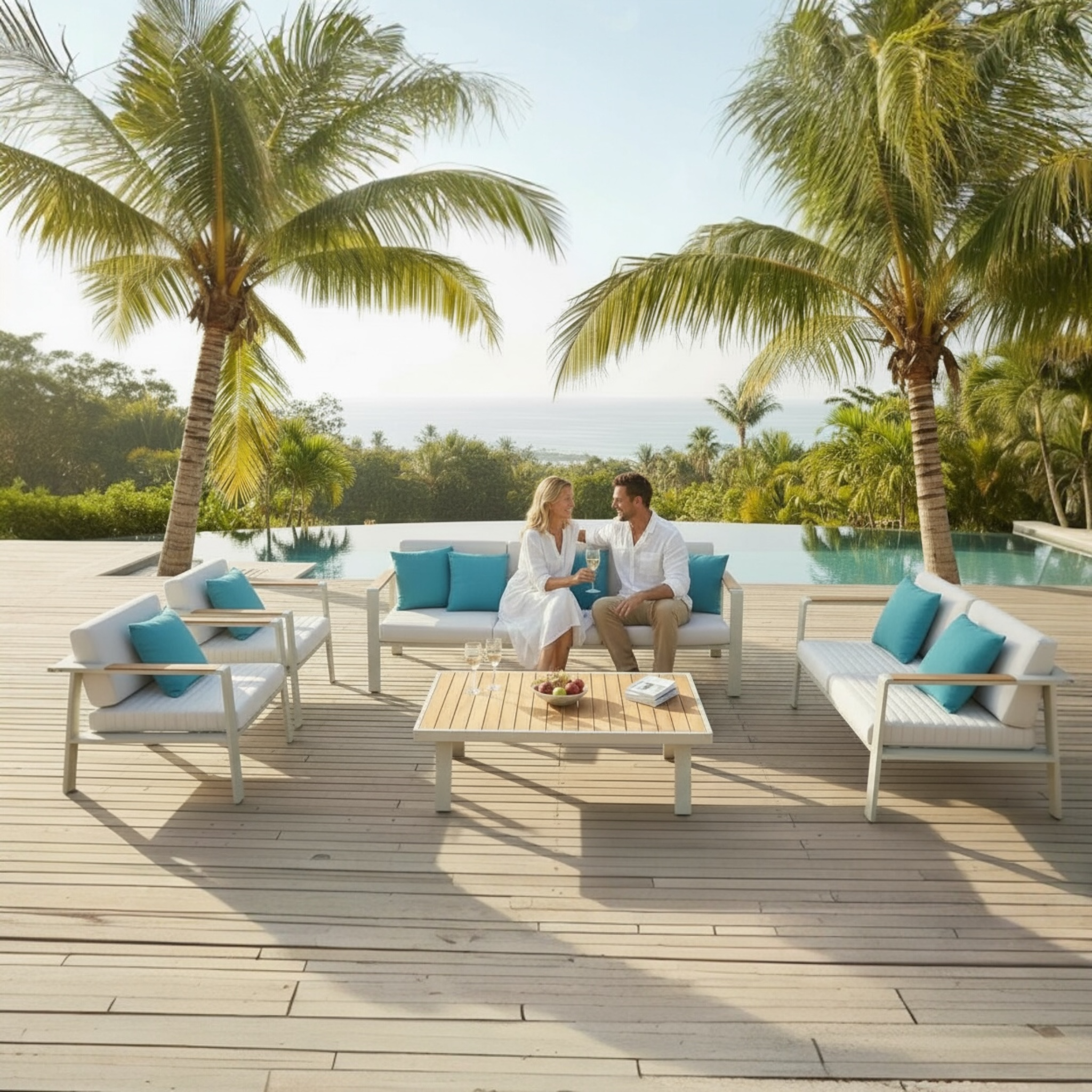 Salon de jardin moderne aluminium 7 places - NOFFY XL