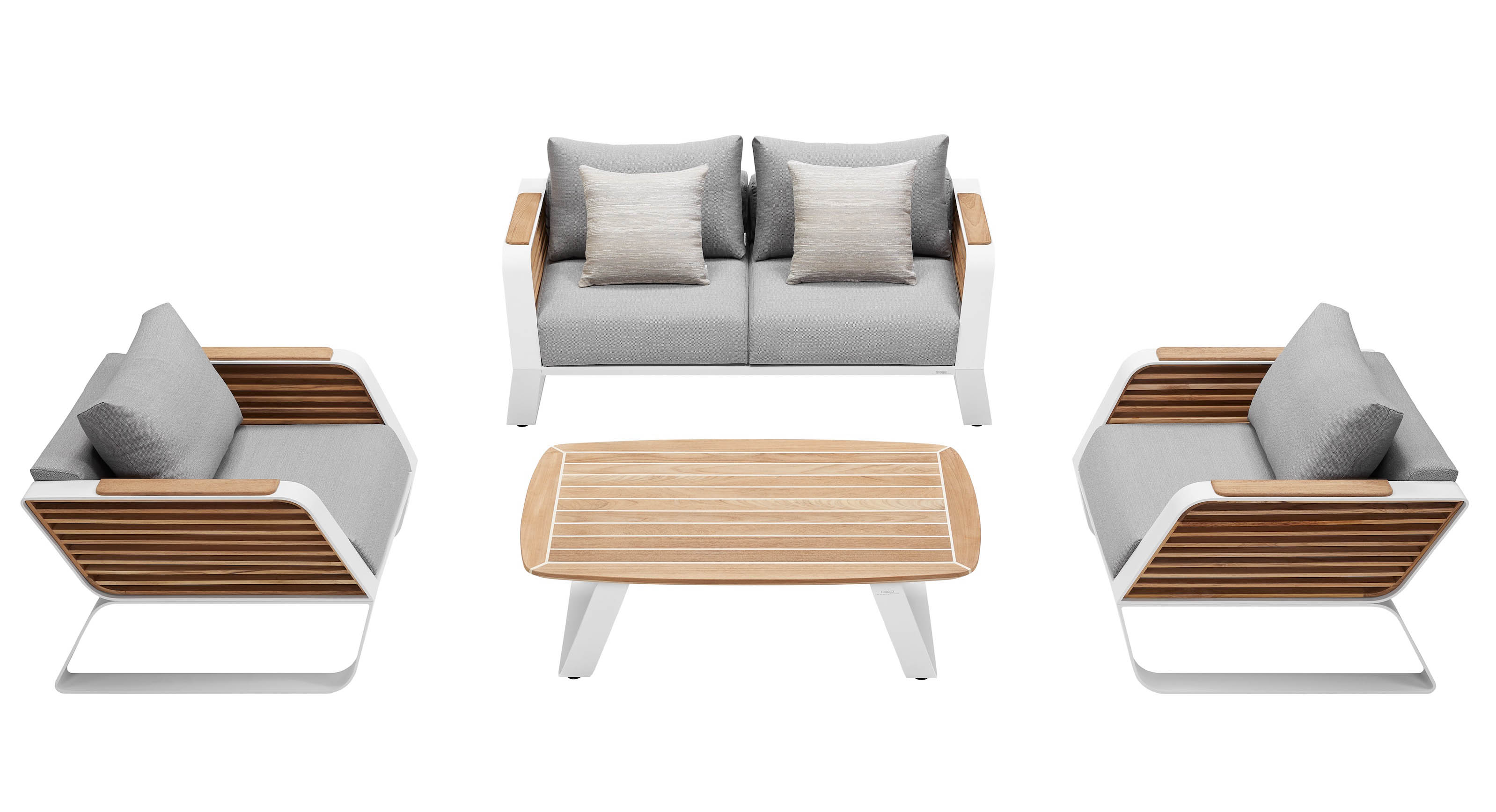 Salon de jardin haut de gamme aluminium et teck - AILY MINI