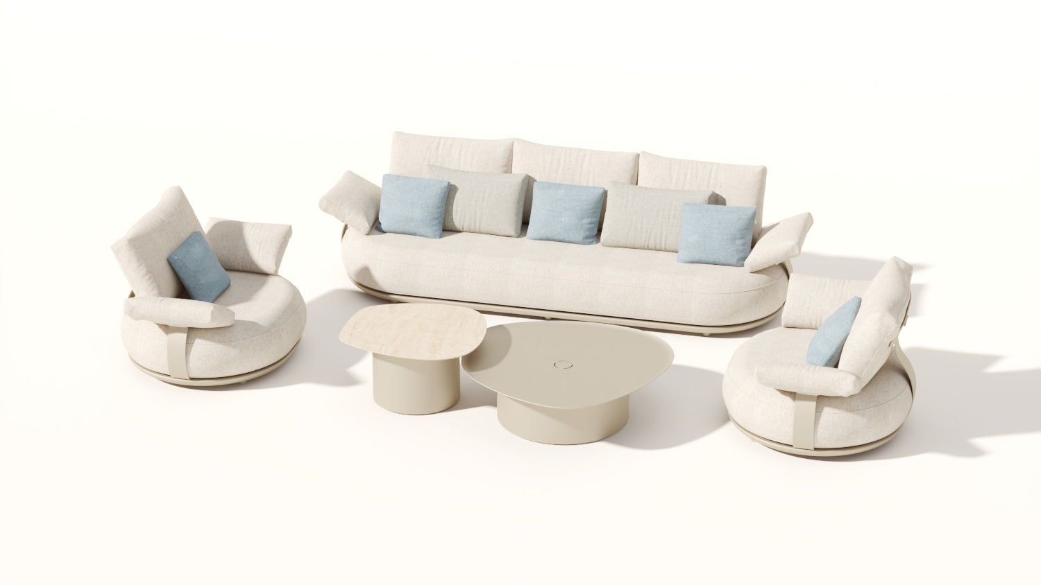 Canapé de jardin modulable luxe design en aluminium 5 places - ELYO