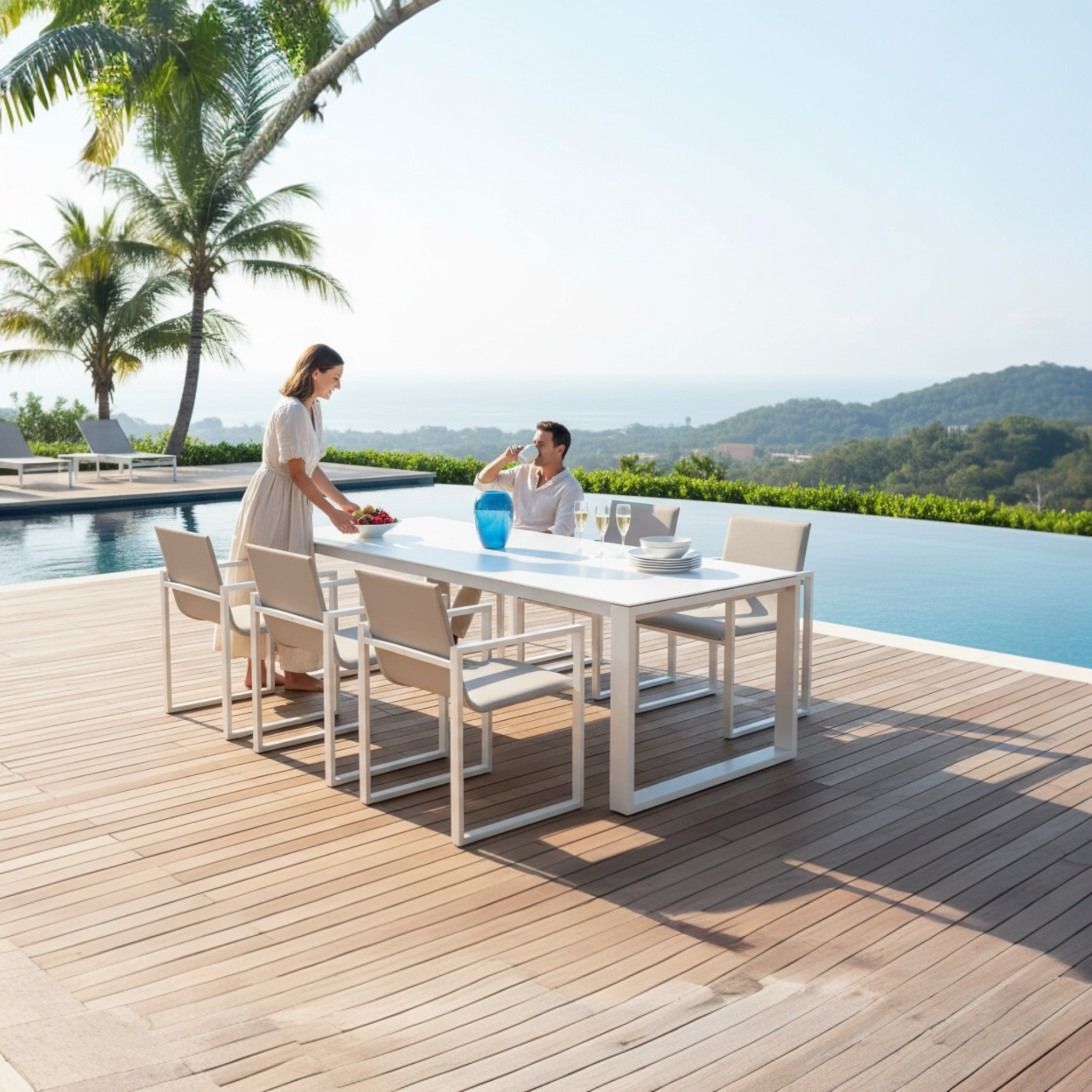 Ensemble repas de jardin en aluminium haut de gamme 6 places - COMO