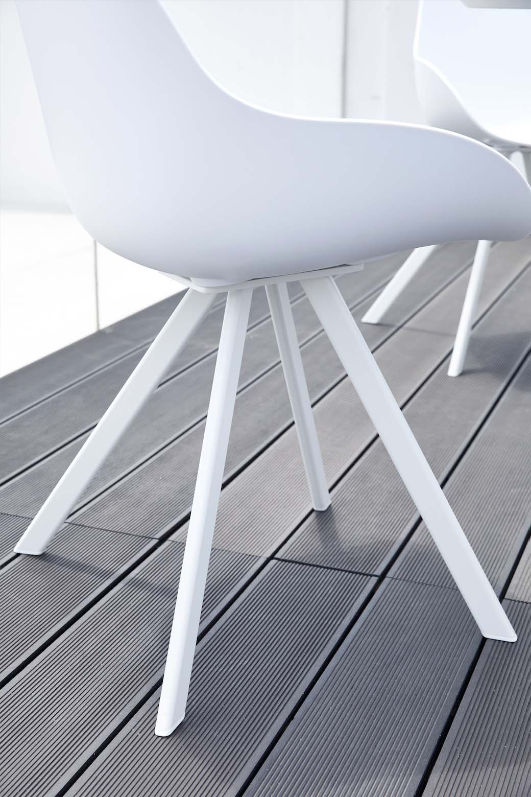 Chaise de jardin en aluminium blanc et polyéthylène blanc - MONDO (lot de 2)