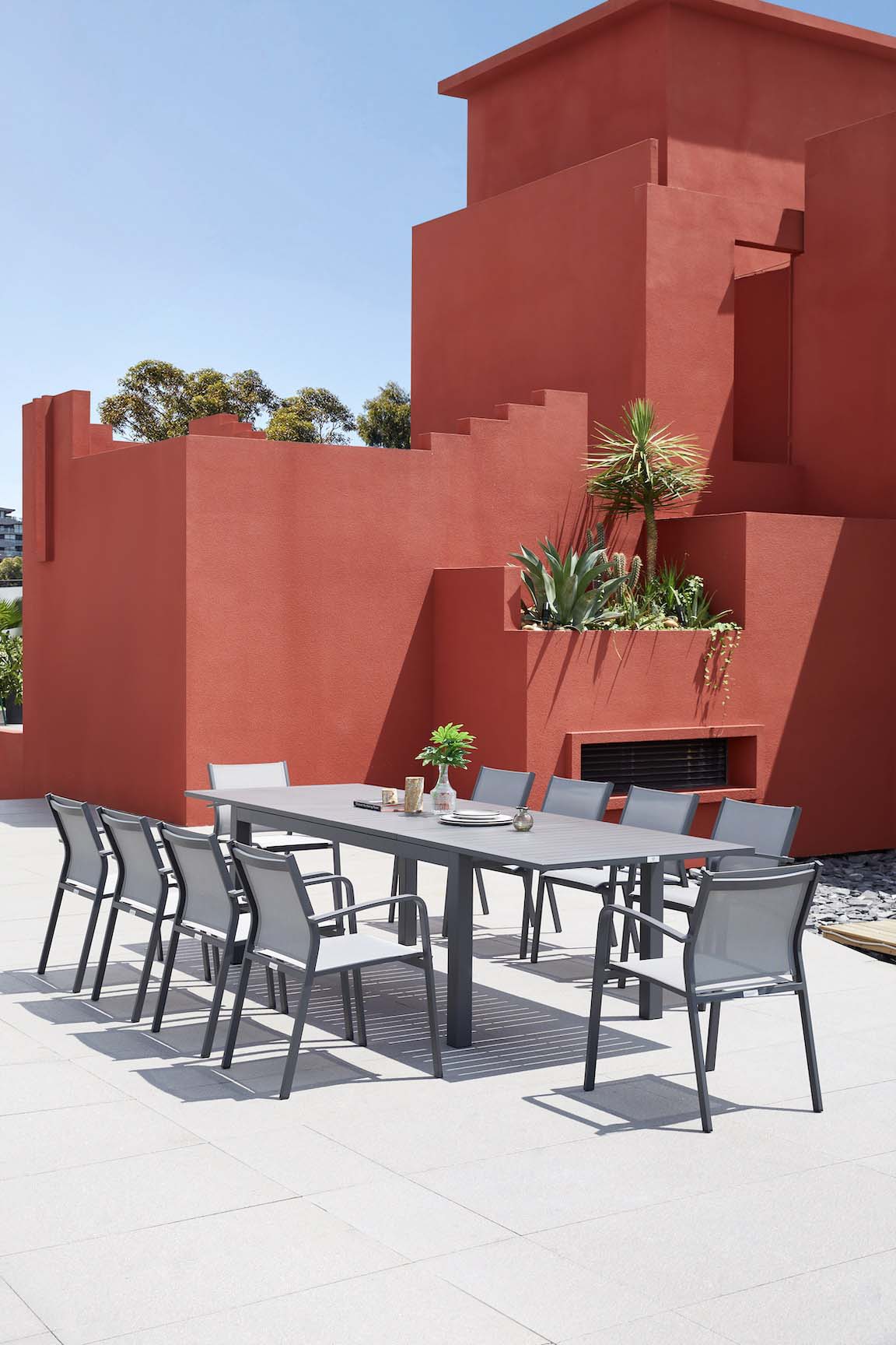 Fauteuil empilable en aluminium - NORY NOIR (lot de 6)