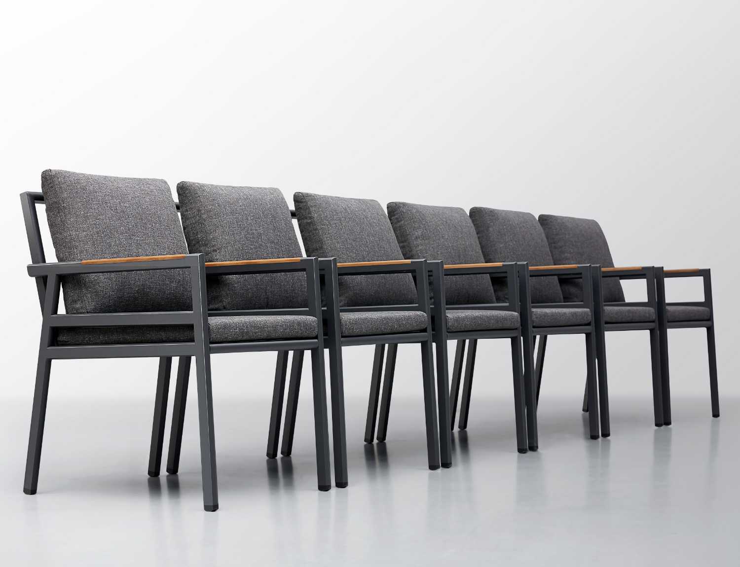 Ensemble repas de jardin aluminium et teck 4places - GLORIA