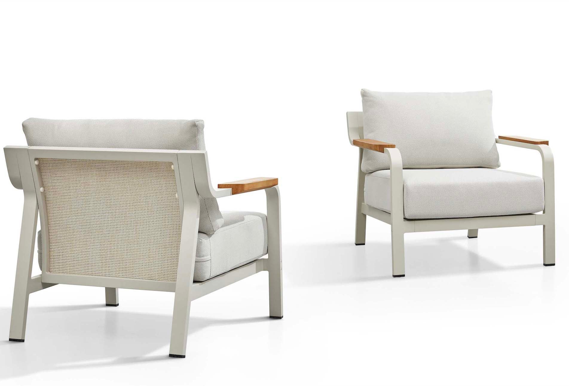 Salon de jardin en aluminium et en teck 5places - VISCOUNTI MINI