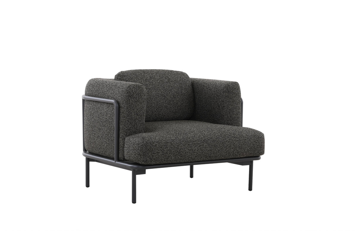 Canapé de jardin aluminium anthracite tissu Sunproof molletonné - FLORA NOIR