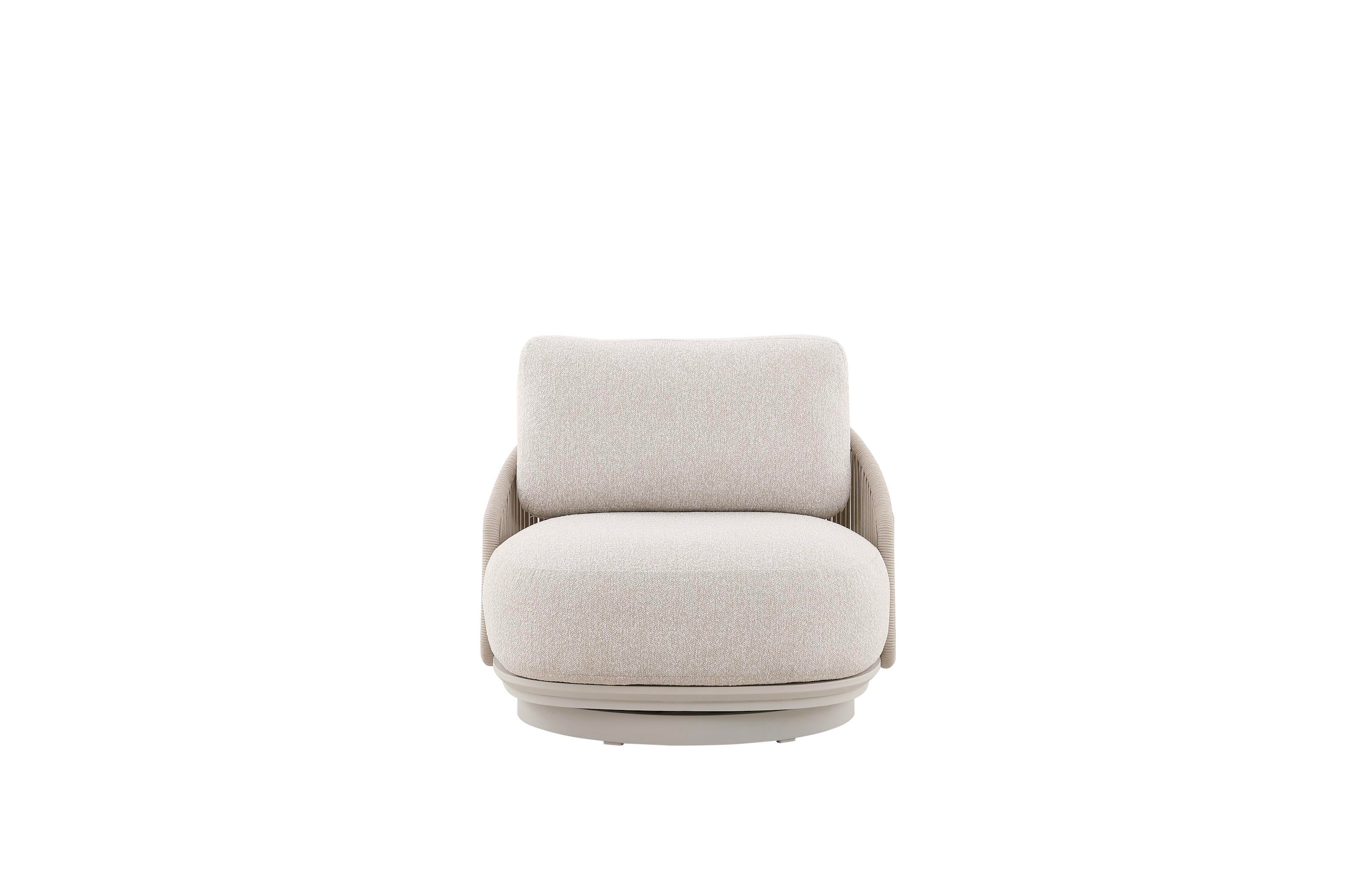 Fauteuil pivotant en aluminium et corde AURA BEIGE