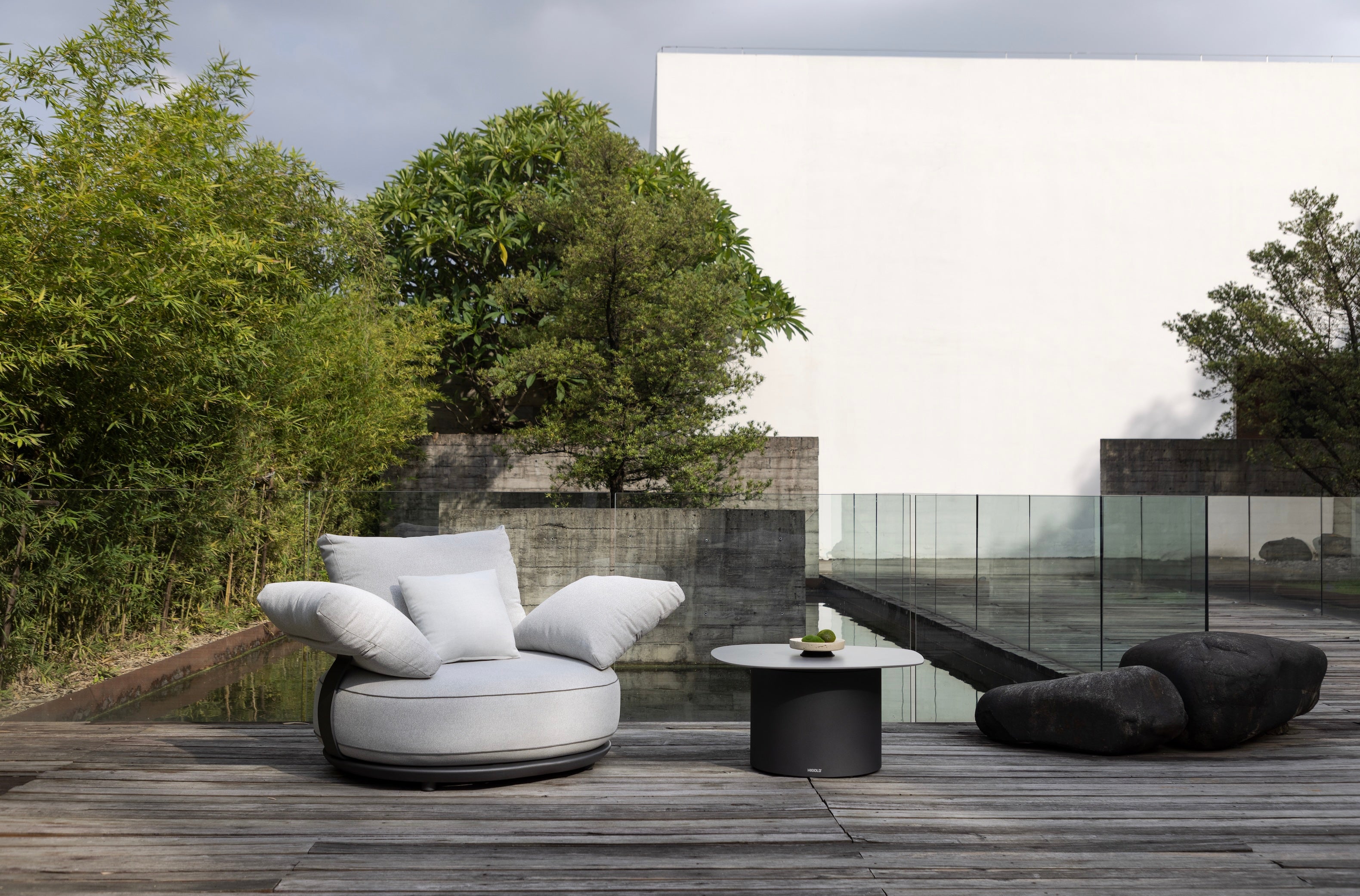 Canapé de jardin modulable luxe design en aluminium 5 places - ELYO GRIS