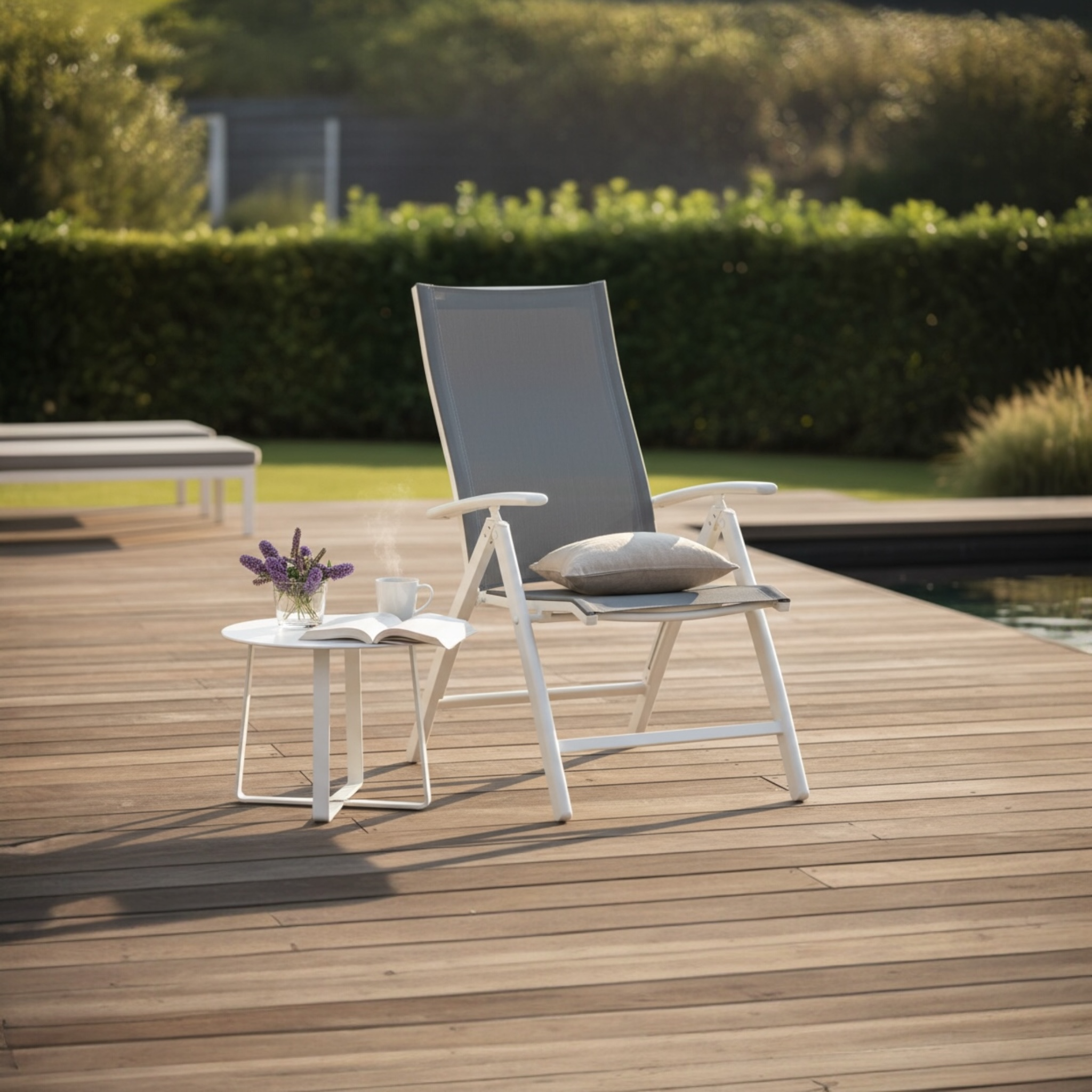 Fauteuil de jardin inclinable en aluminium et toile textylène