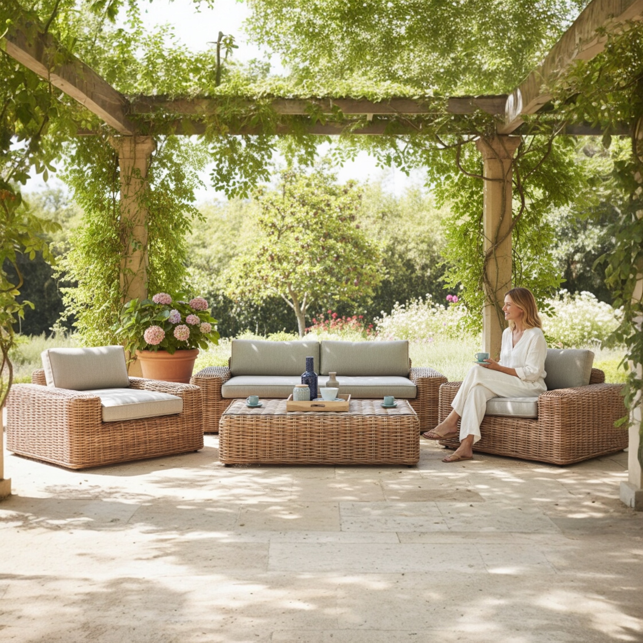 Salon de jardin résine tressée haut de gamme - BALI OSIER