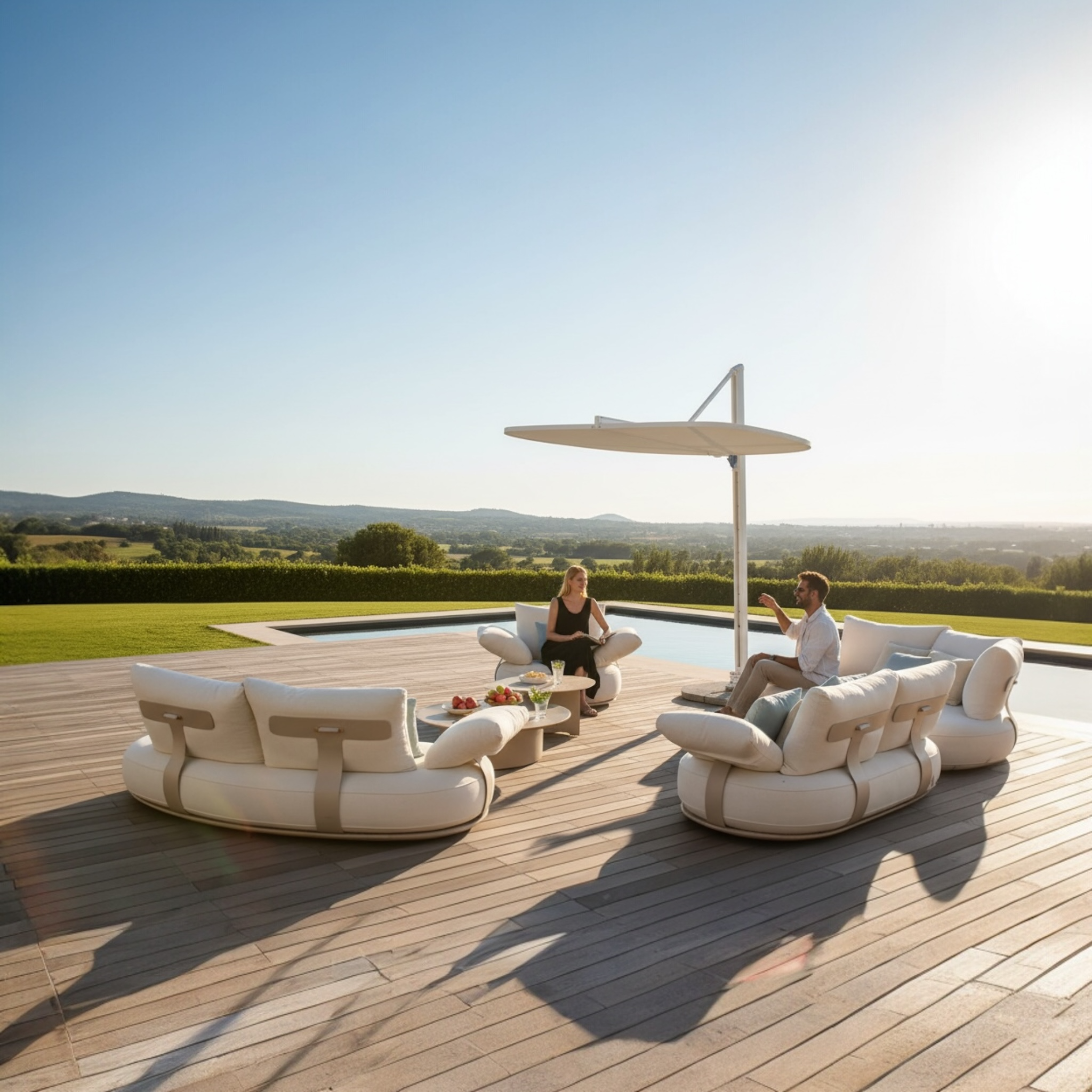 Salon de jardin modulable luxe design en aluminium 7 places - ELYO XL