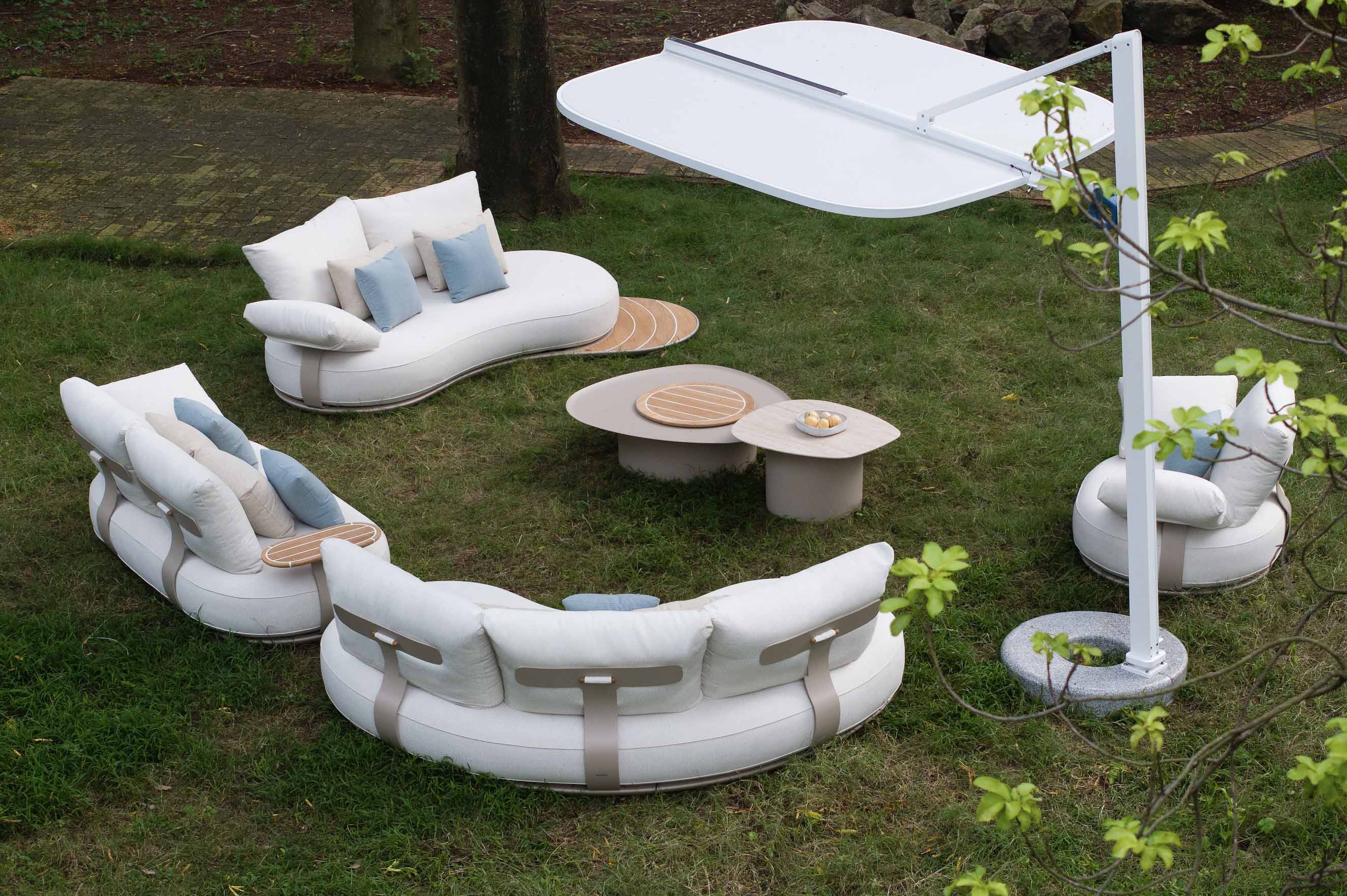 Salon de jardin modulable luxe design en aluminium 7 places - ELYO XL