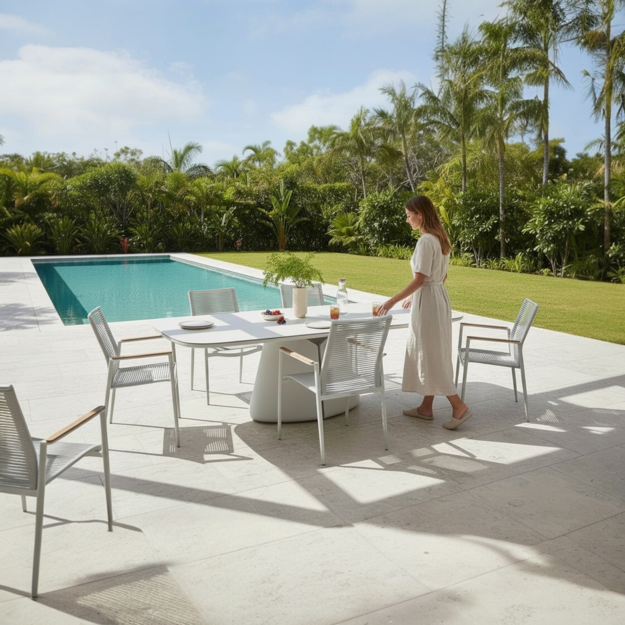 Table de jardin 240cm en céramique et alu Vénus