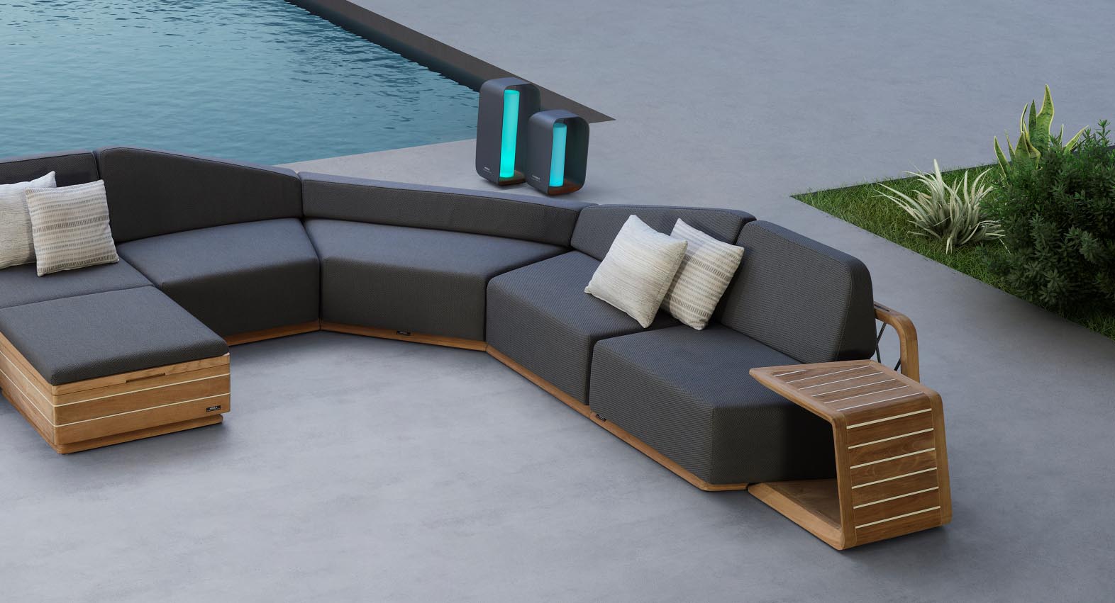 Lampe Design d'extérieur sans fil - ONDA GRIS