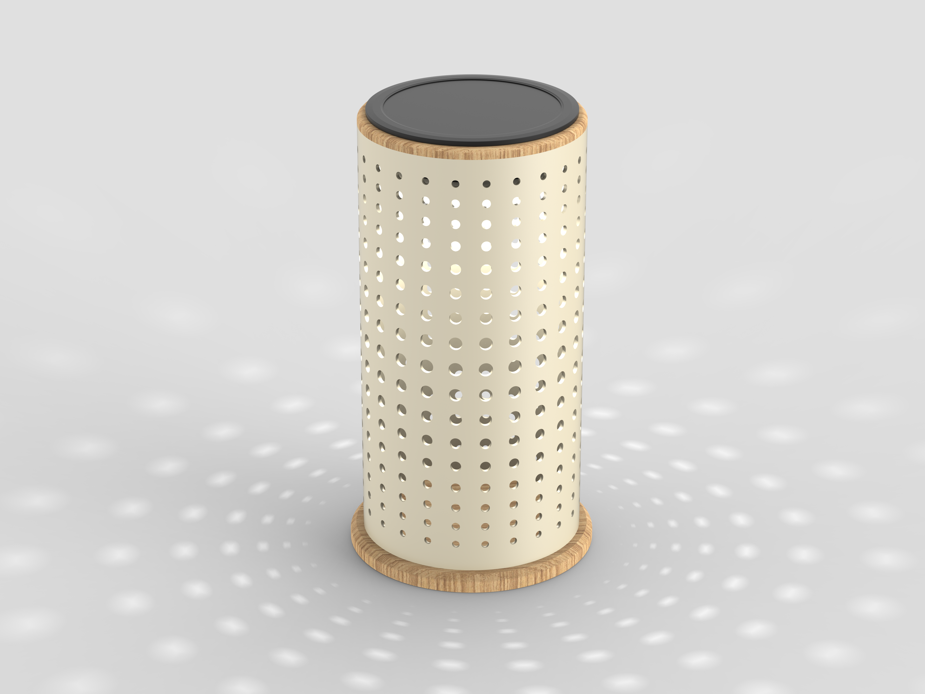 Elégante lampe design solaire en aluminium avec base teck