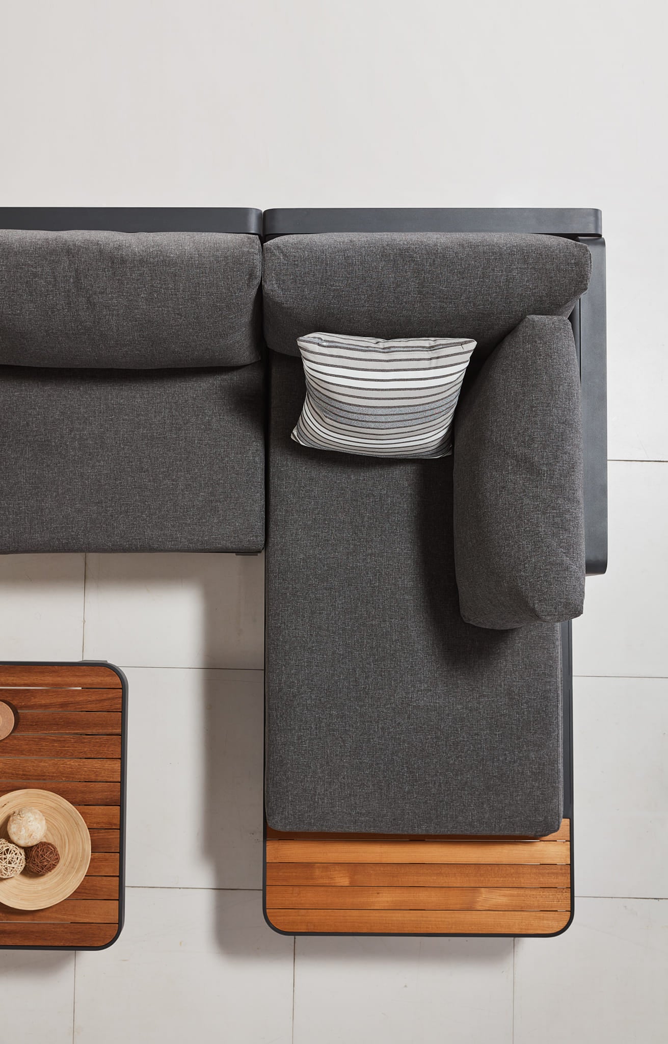 Salon de jardin d'angle aluminium et teck - CARIBBEAN