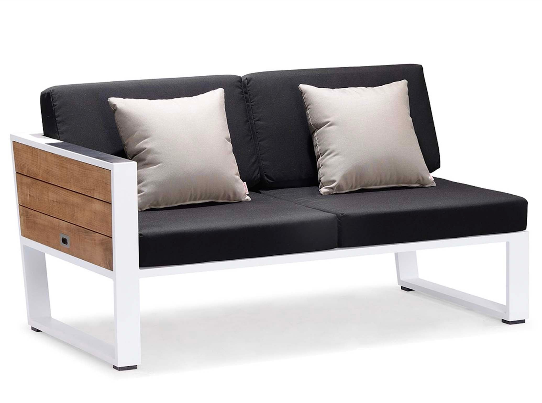 Canapé d'angle de jardin en aluminium et en teck design de luxe- YORK COSY NOIR