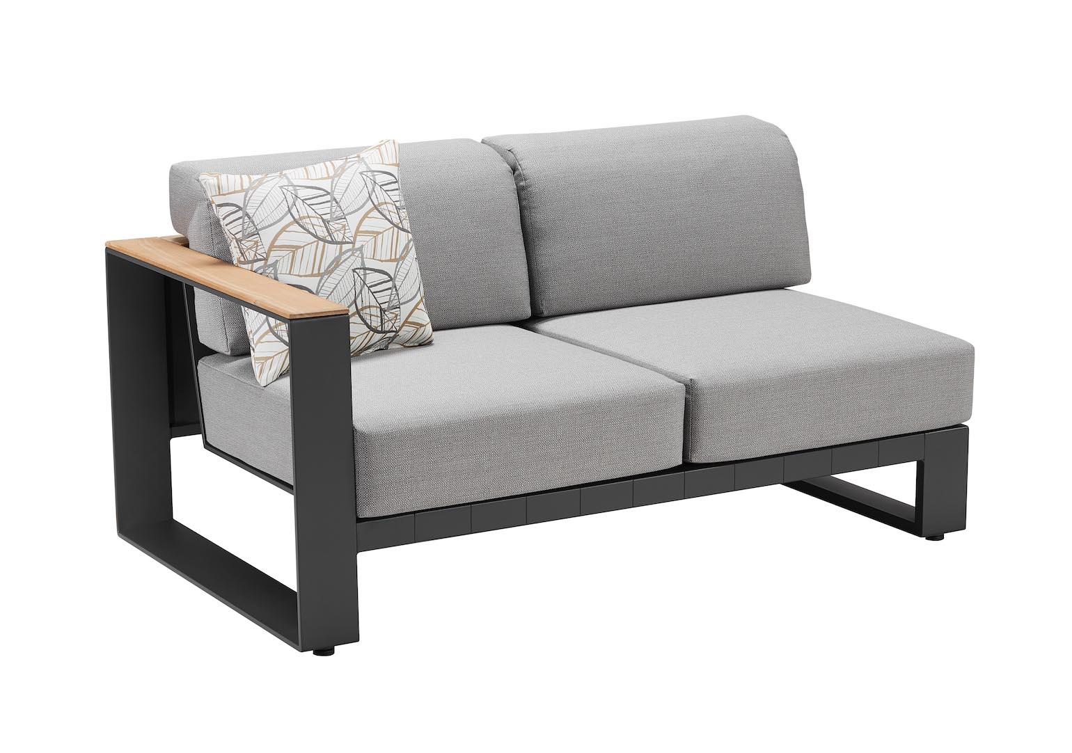 Grand salon de jardin d'angle en aluminium et en teck haut de gamme - SOFY