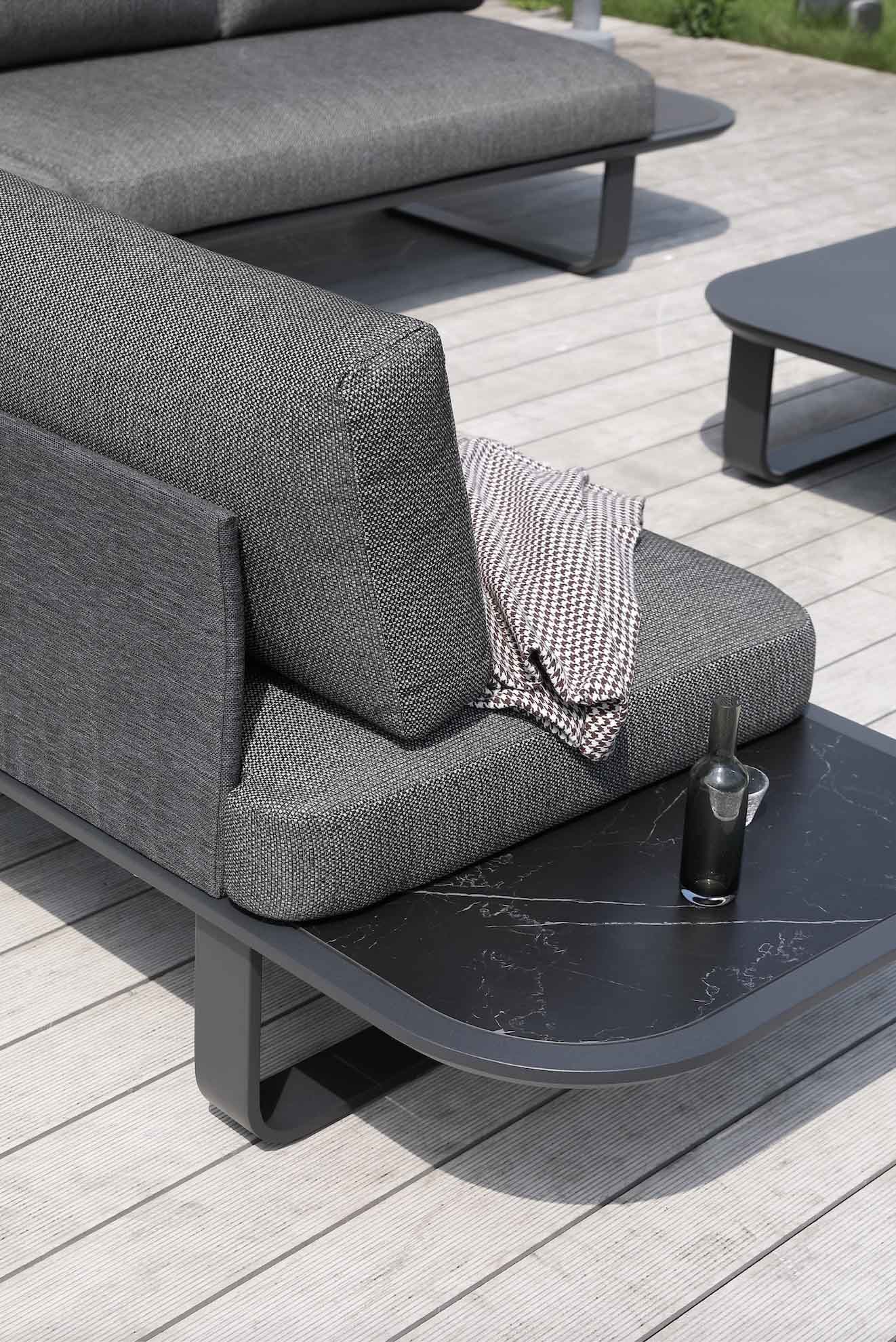 Canapé d'angle de jardin moderne aluminium - EMY NOIR