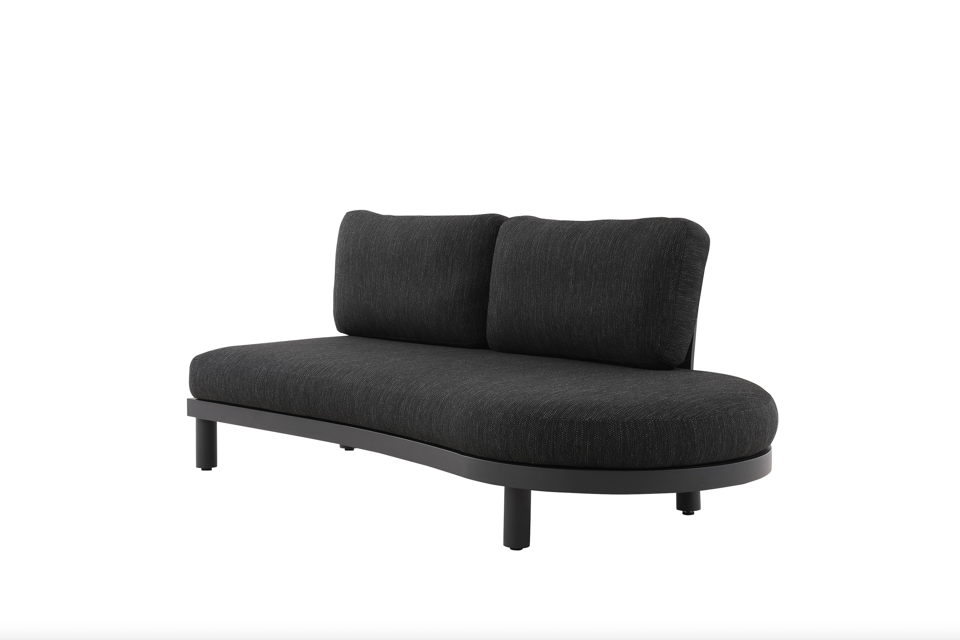 Banquette ALBA en aluminium noir avec coussins anthracite