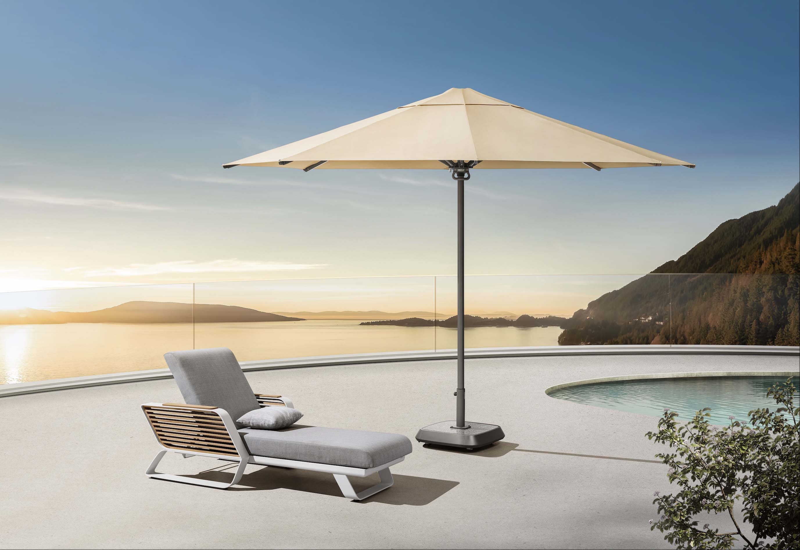 Parasol en aluminium gris avec toile acrylique 2.75 X 2.75 M - LOLI BEIGE