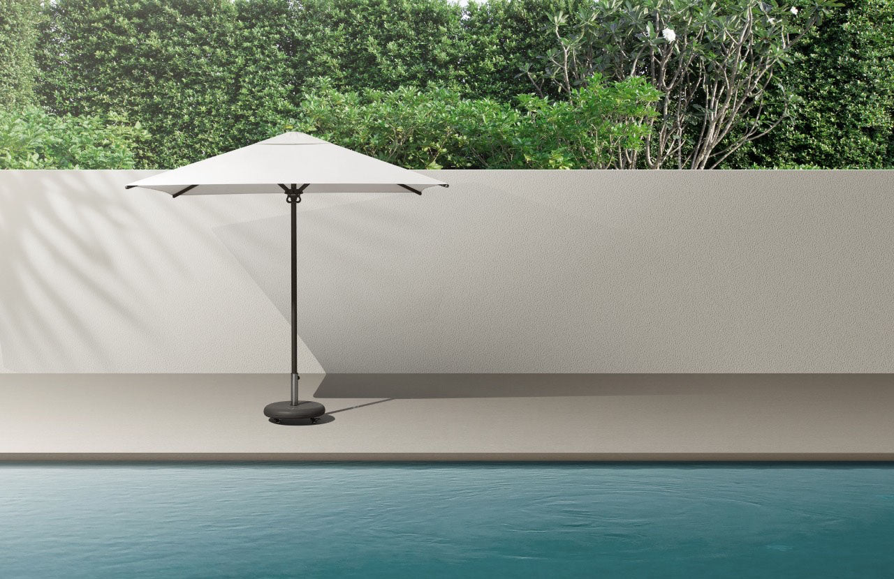 Parasol en aluminium noir avec toile acrylique 2.5 X 2.5 M - LOLI BLANC