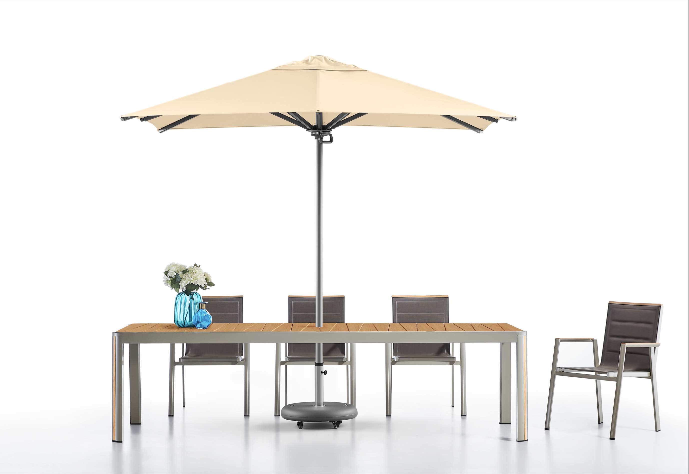 Parasol en aluminium gris avec toile acrylique 2.75 X 2.75 M - LOLI BEIGE