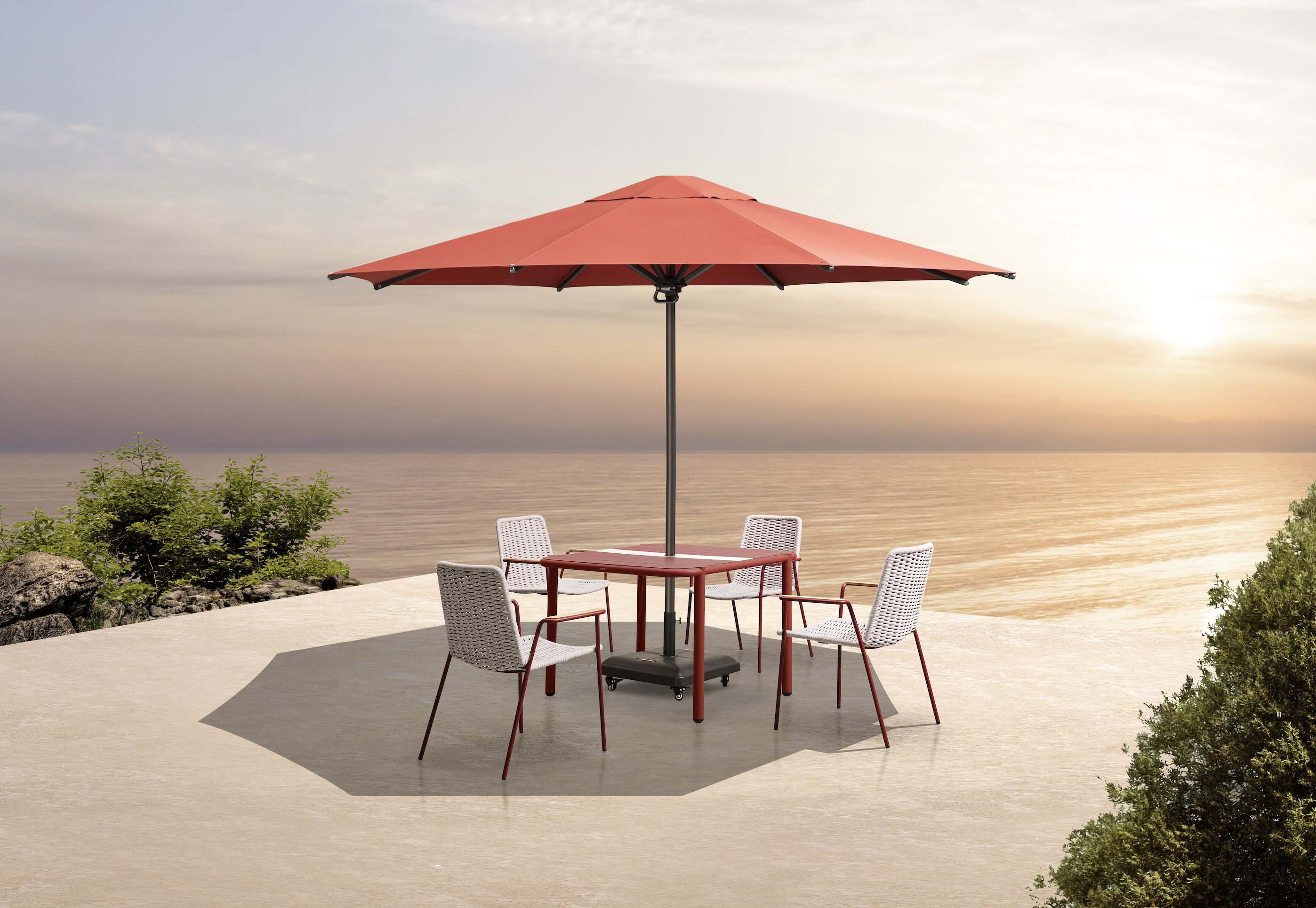 Parasol en aluminium noir avec toile acrylique 2.75 X 2.75 M - LOLI ROUGE