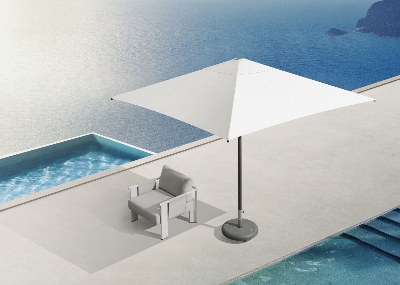 Parasol en aluminium noir avec toile acrylique 2.5 X 2.5 M - LOLI BLANC