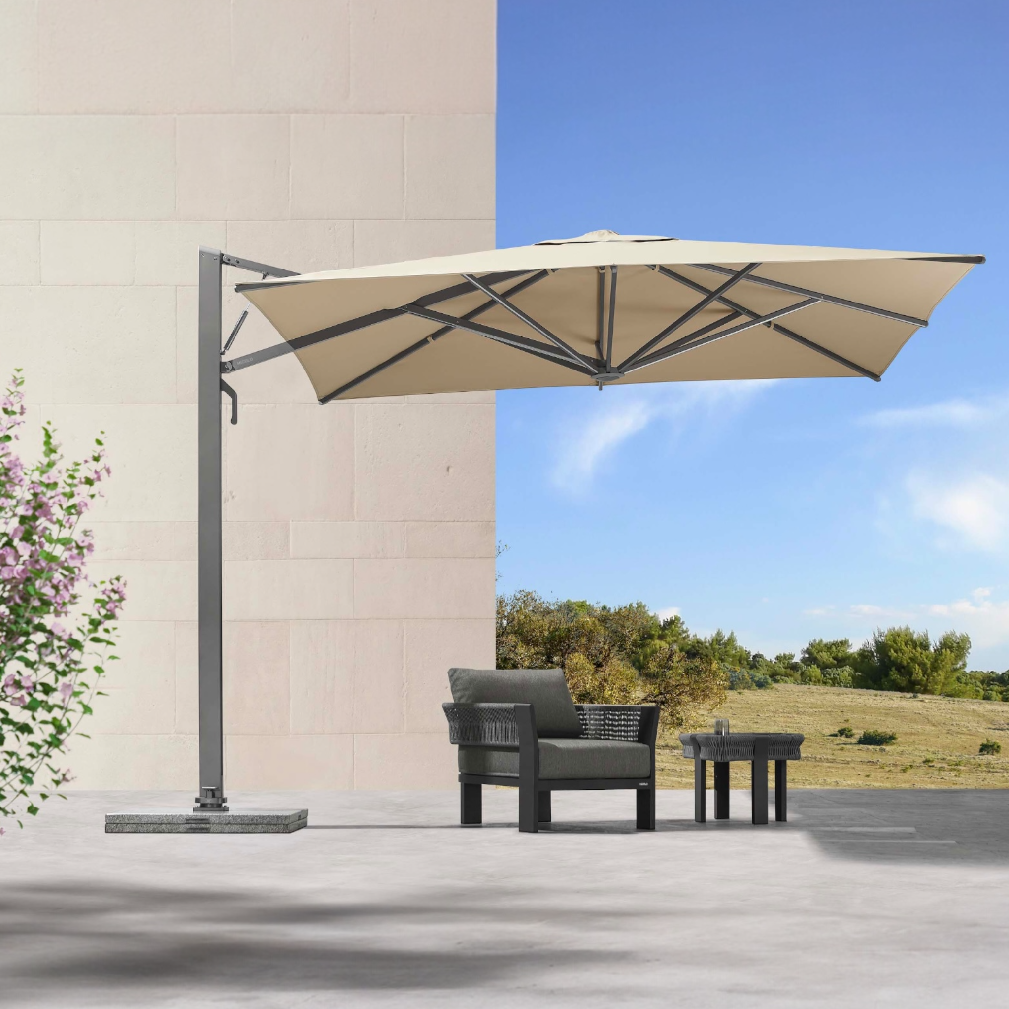Parasole de jardin déportée design de luxe 3*3m Sofy