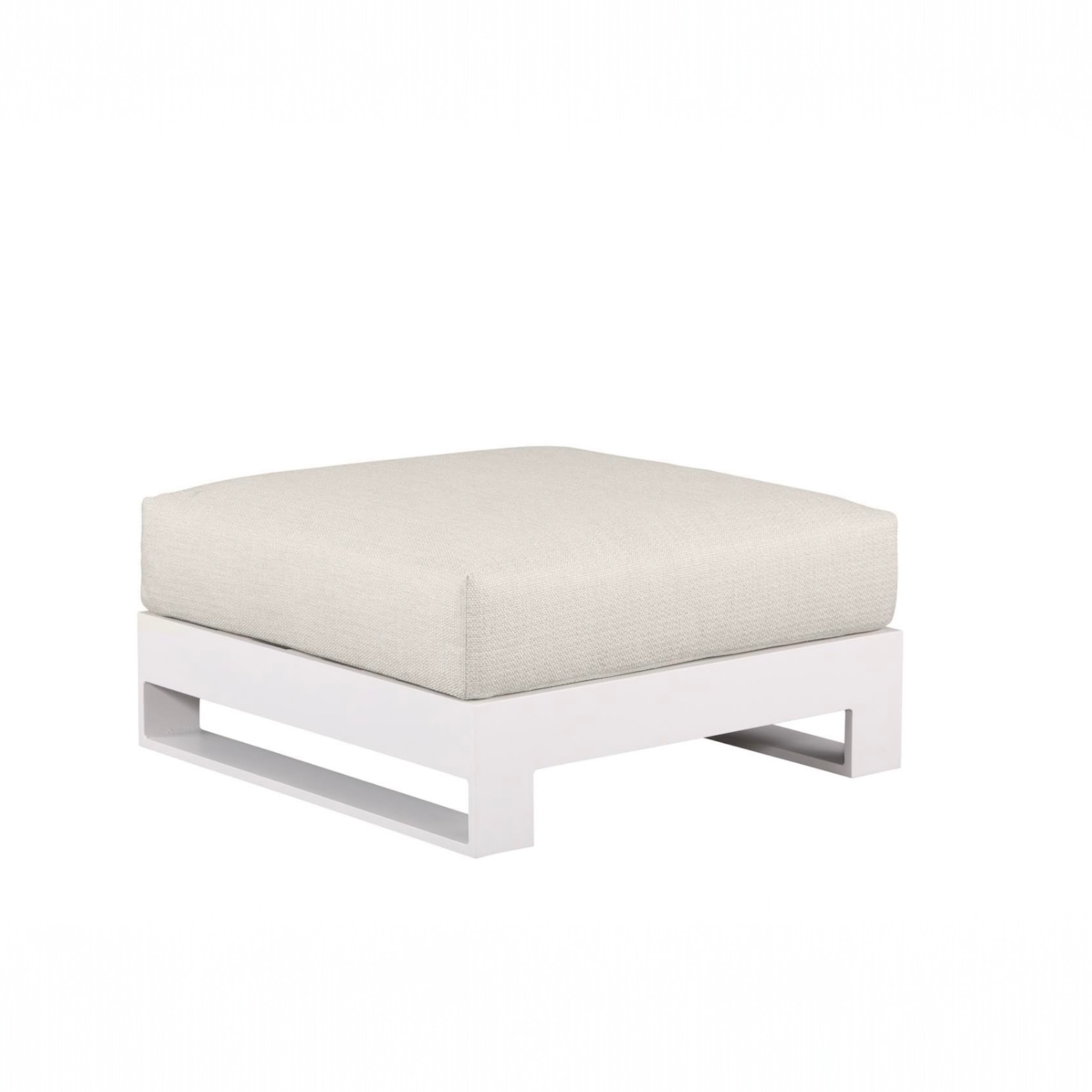 Pouf IRIS en aluminium blanc avec coussin sable