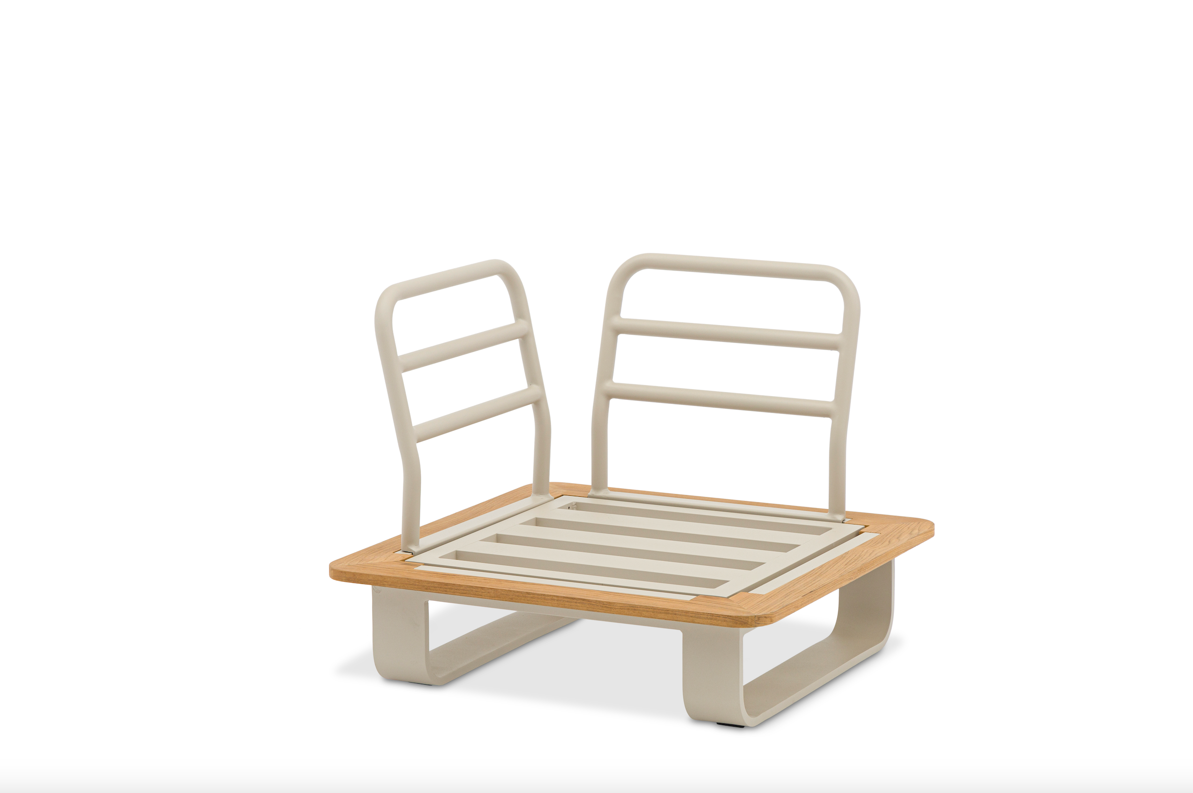 Module d’angle ROMEO en aluminium beige et teck