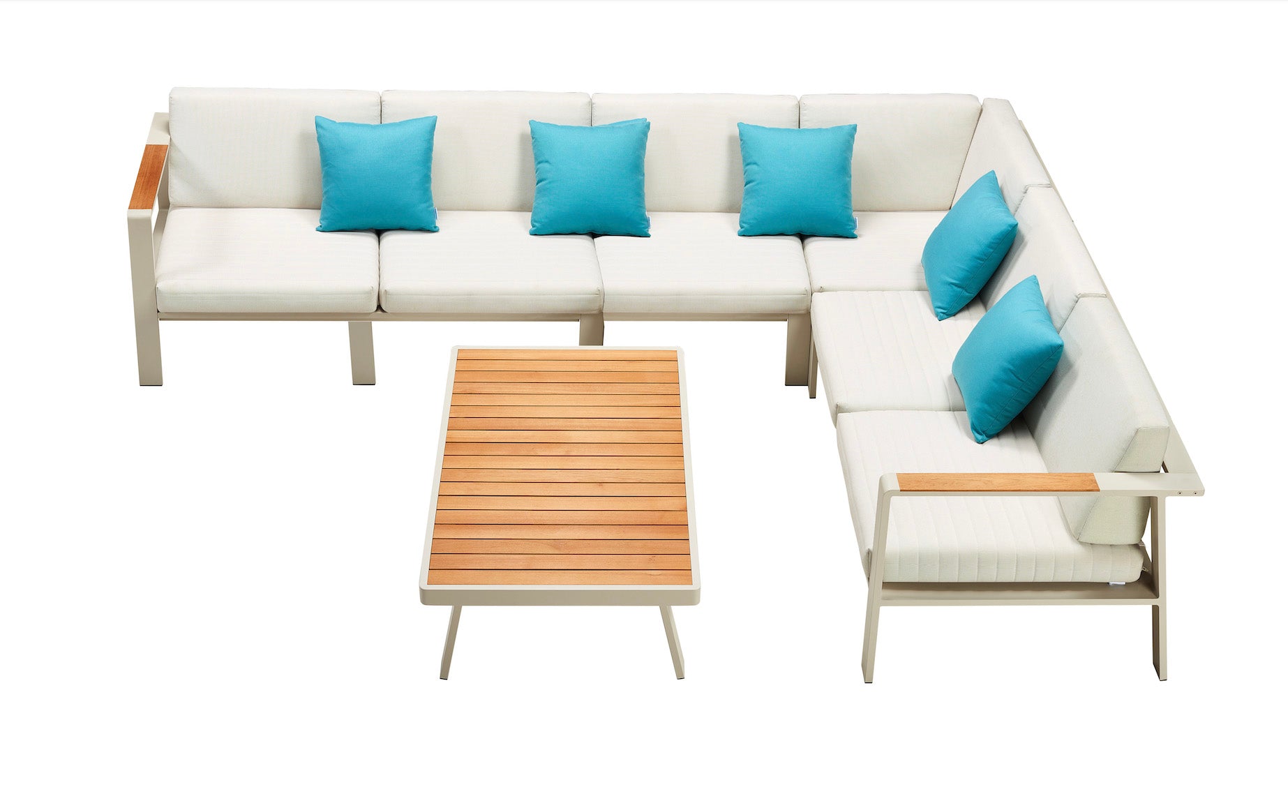 Salon de jardin d'angle en aluminium et en teck - NOFFY COSY