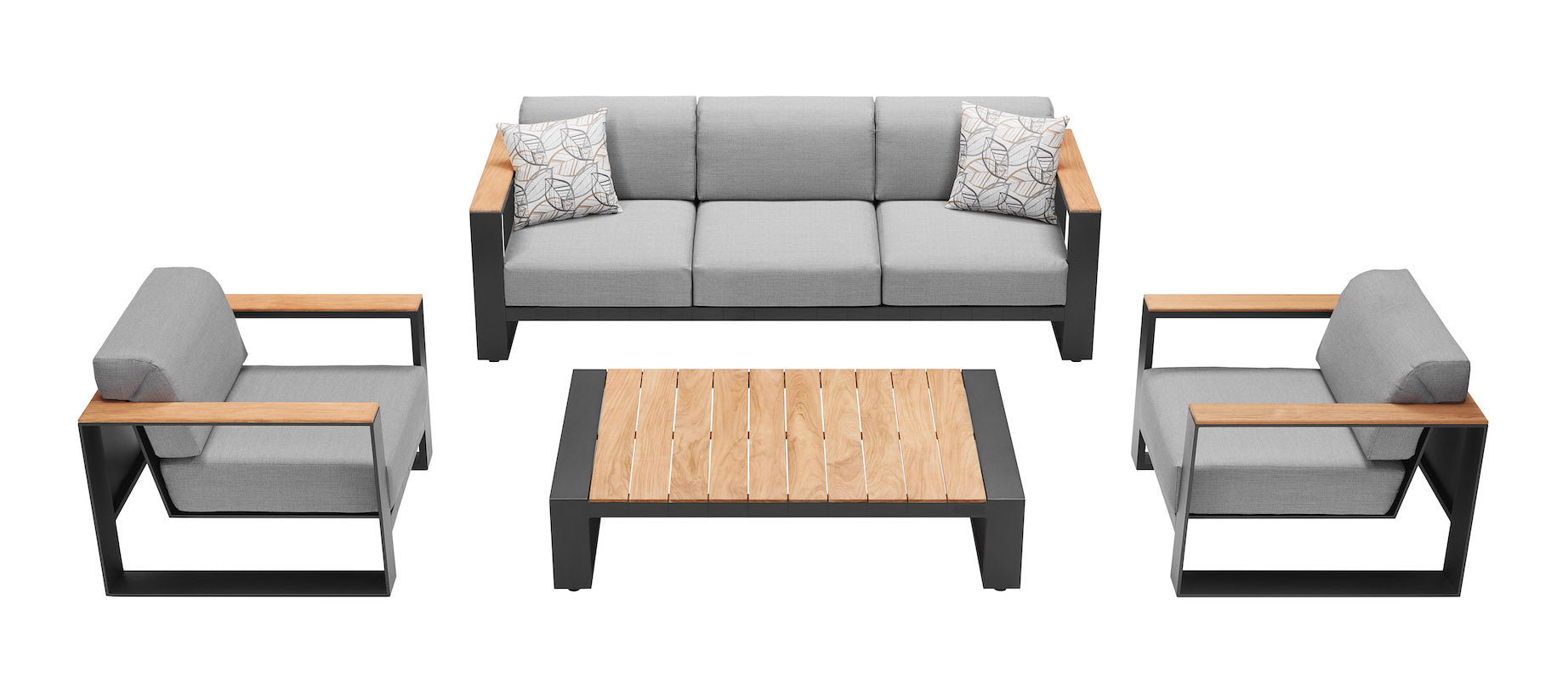 Canapé de jardin luxe en aluminium et en teck - SOFY