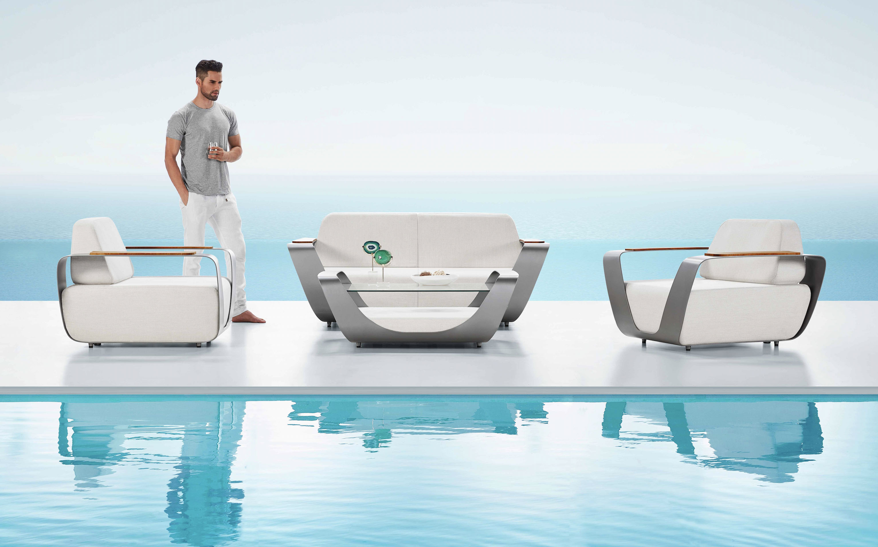 Salon de jardin luxe en aluminium tissu sunbrella - ONDA