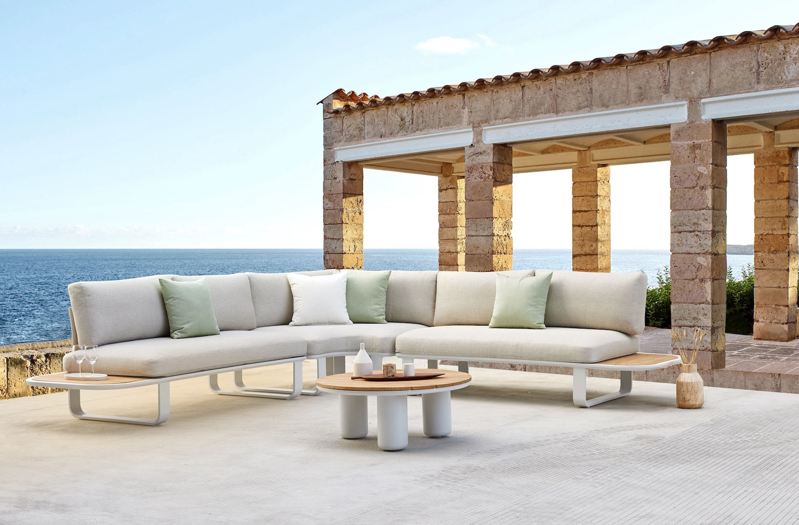 Salon de jardin d'angle haut de gamme en aluminium - EMY