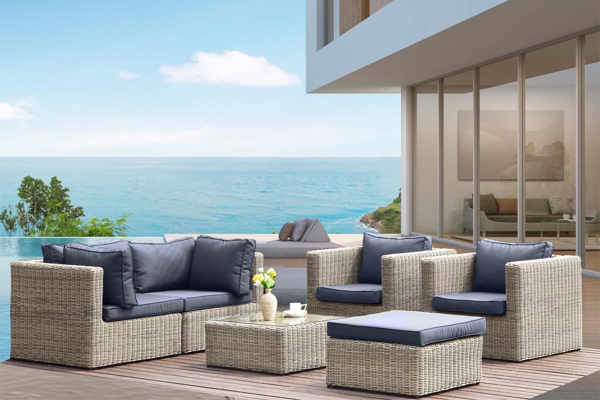 Salon de jardin modulable résine tressée ronde - LIBERTY SMART OSIER