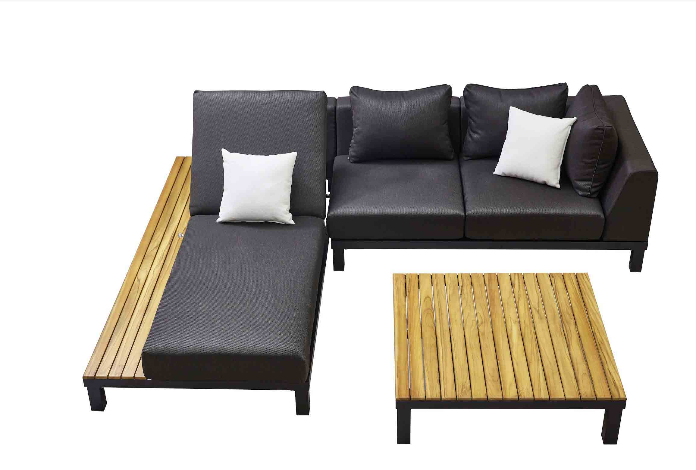 Salon de jardin en aluminium et en teck haut de gamme - JULY