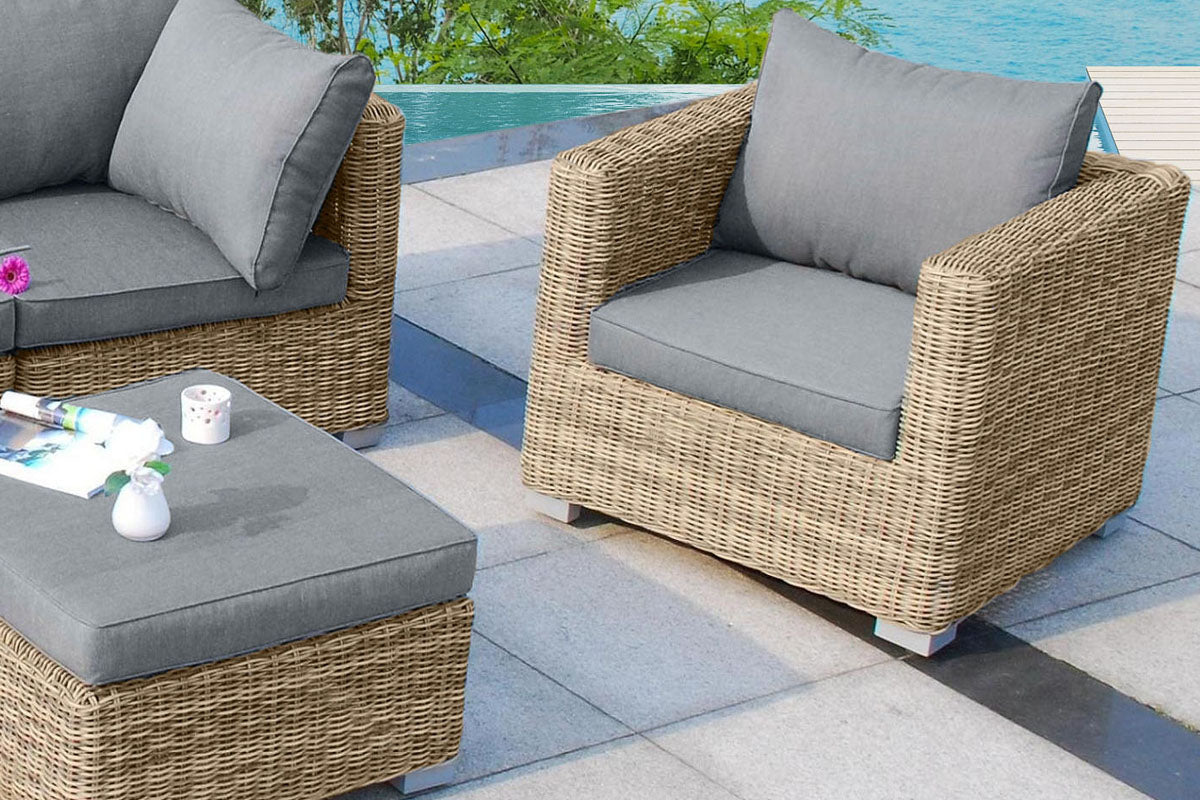 Salon de jardin modulable résine tressée ronde - PHILIPPINE