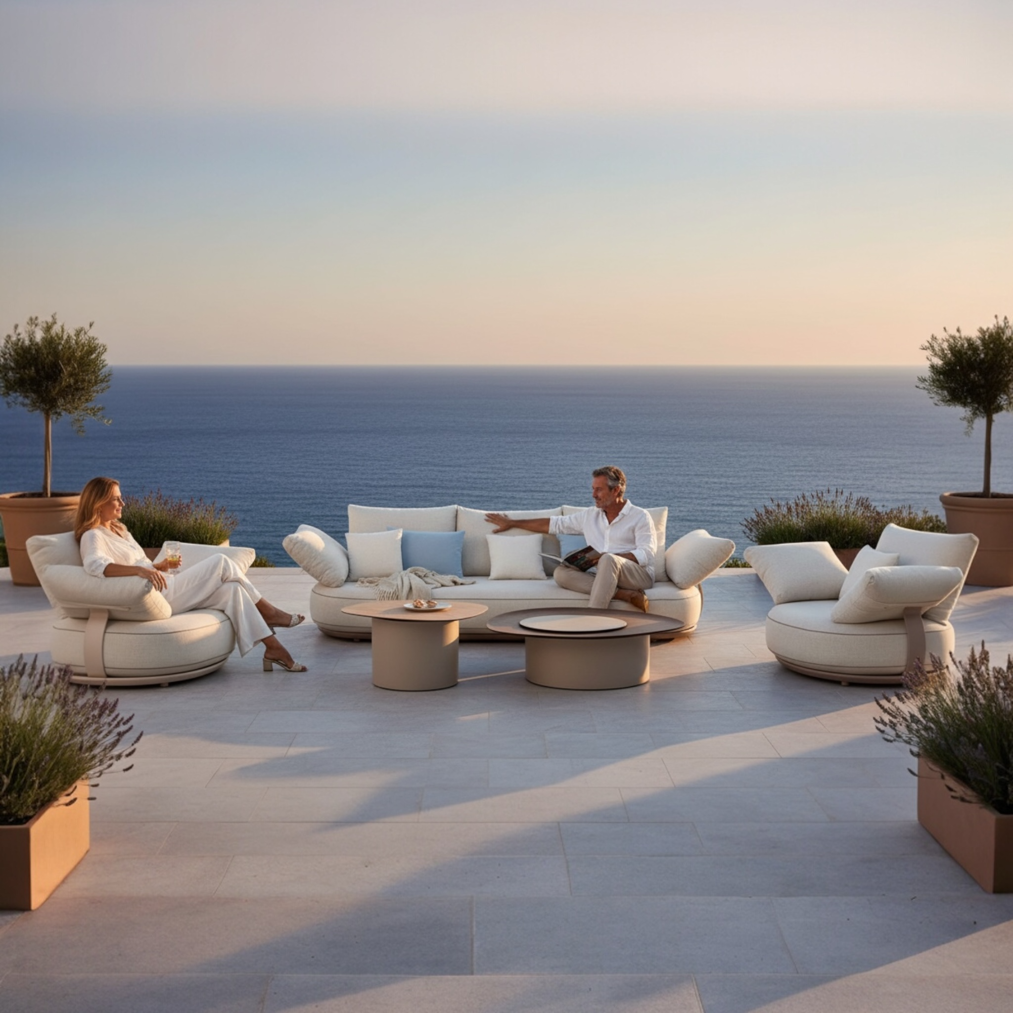 Canapé de jardin modulable luxe design en aluminium 5 places - ELYO