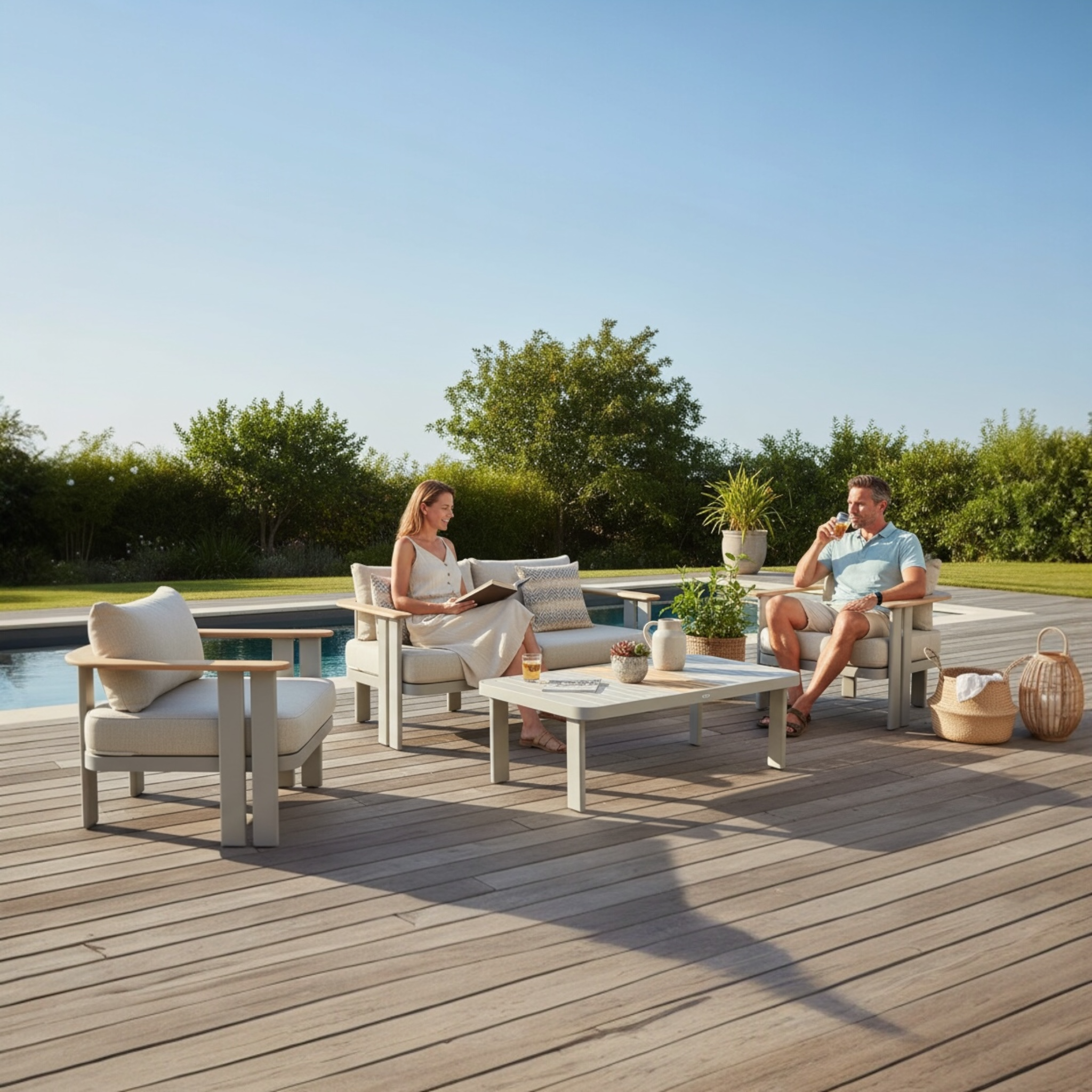 Salon de jardin en aluminium haut de gamme - ELON 4 places