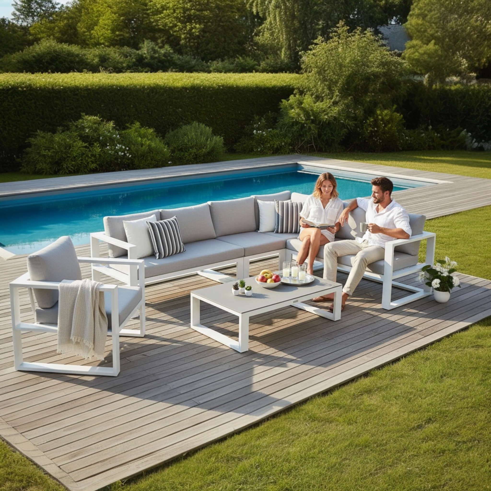 Salon de jardin modulable aluminium haut de gamme - BELLY
