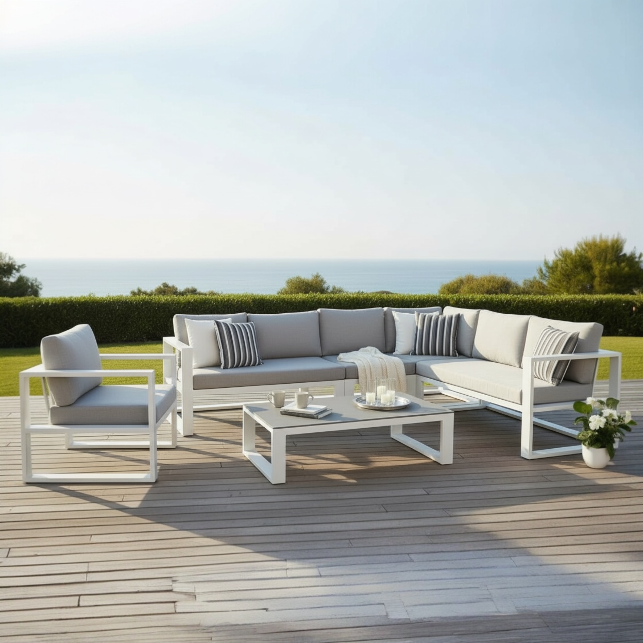 Table basse de jardin grise en aluminium - BELLY