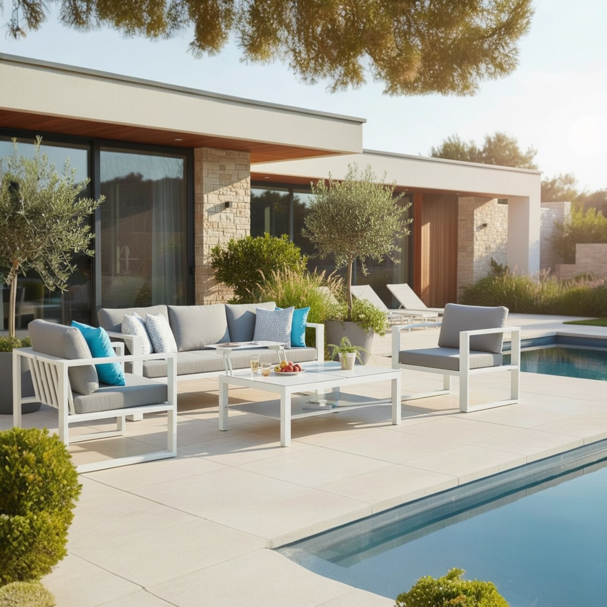 Salon de jardin en aluminium 5 places - JELLY